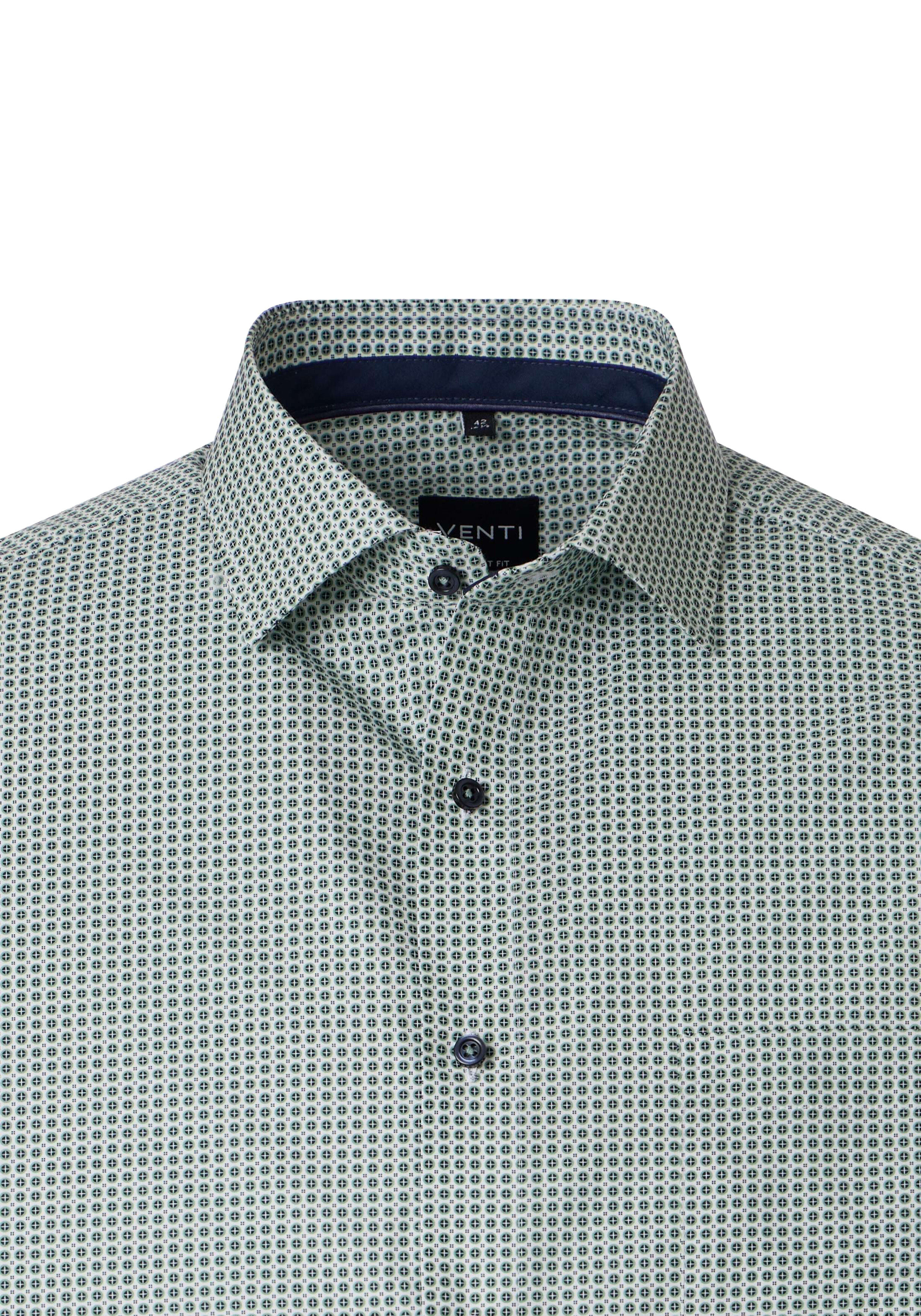 VENTI CASA MODA comfort fit overhemd, popeline, wit met groen en blauw dessin