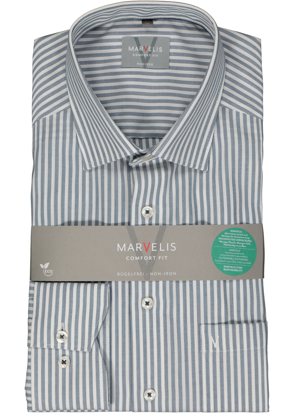 MARVELIS comfort fit overhemd, popeline, donkerblauw gestreept MARVELIS comfort fit overhemd, popeline, donkerblauw gestreept