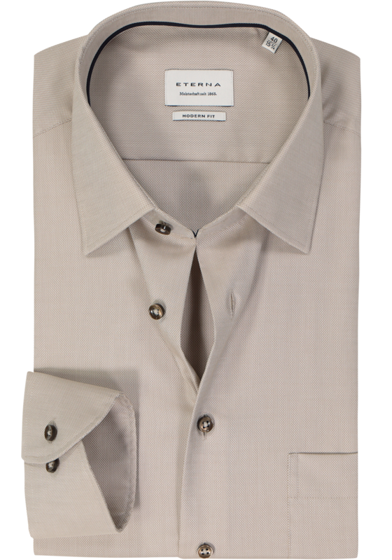 ETERNA modern fit overhemd, natte, ecru ETERNA modern fit overhemd, natte, ecru