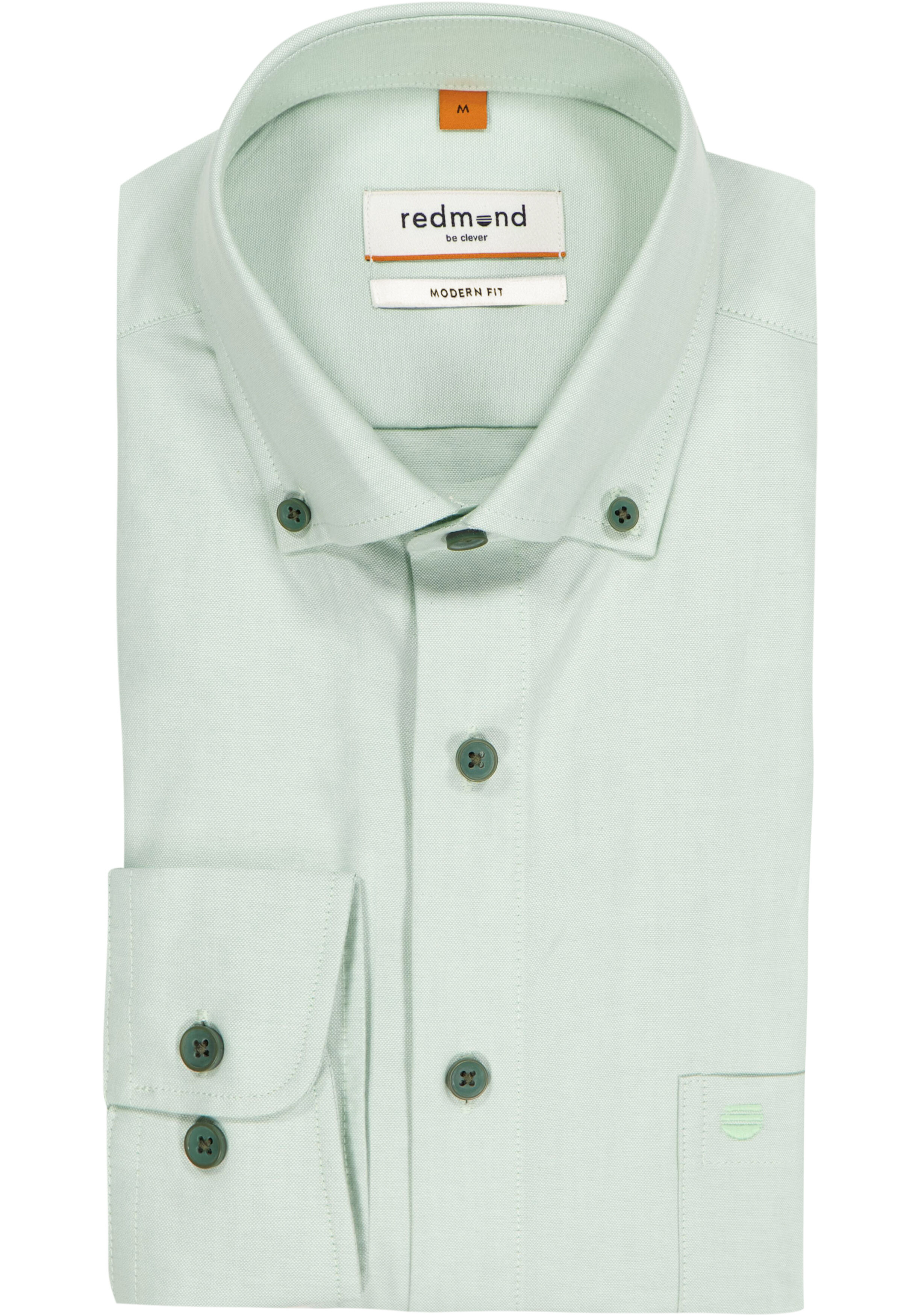 Redmond modern fit overhemd, Oxford, lichtgroen