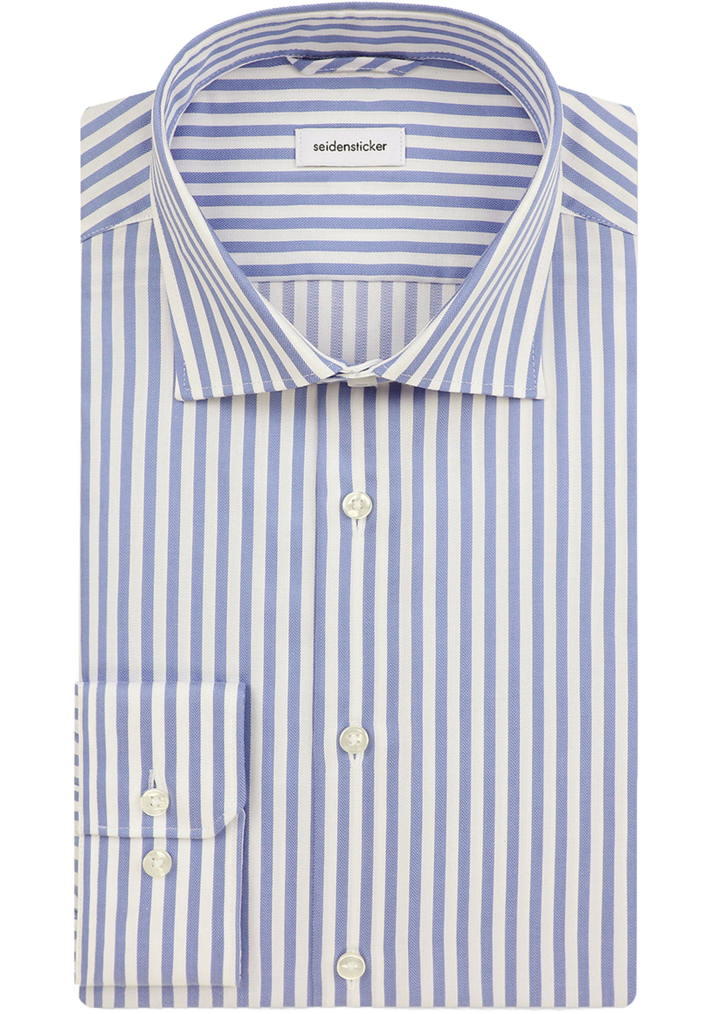 Seidensticker slim fit overhemd, popeline, blauw gestreept
