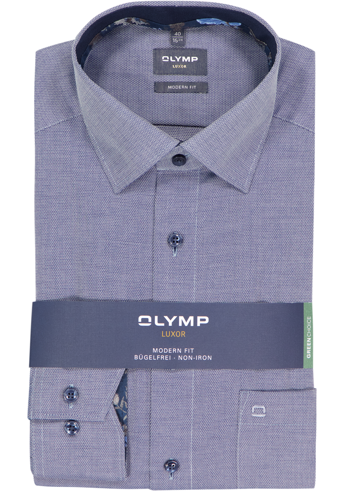 OLYMP Luxor modern fit overhemd, structuur, marine blauw met wit OLYMP Luxor modern fit overhemd, structuur, marine blauw met wit