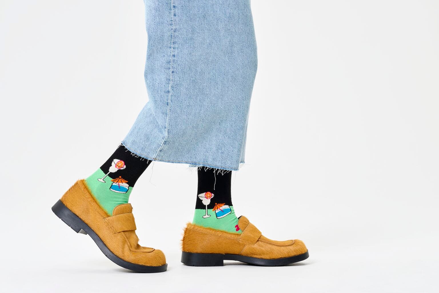 Happy Socks Late Night Sock, unisex sokken, lichtgroen