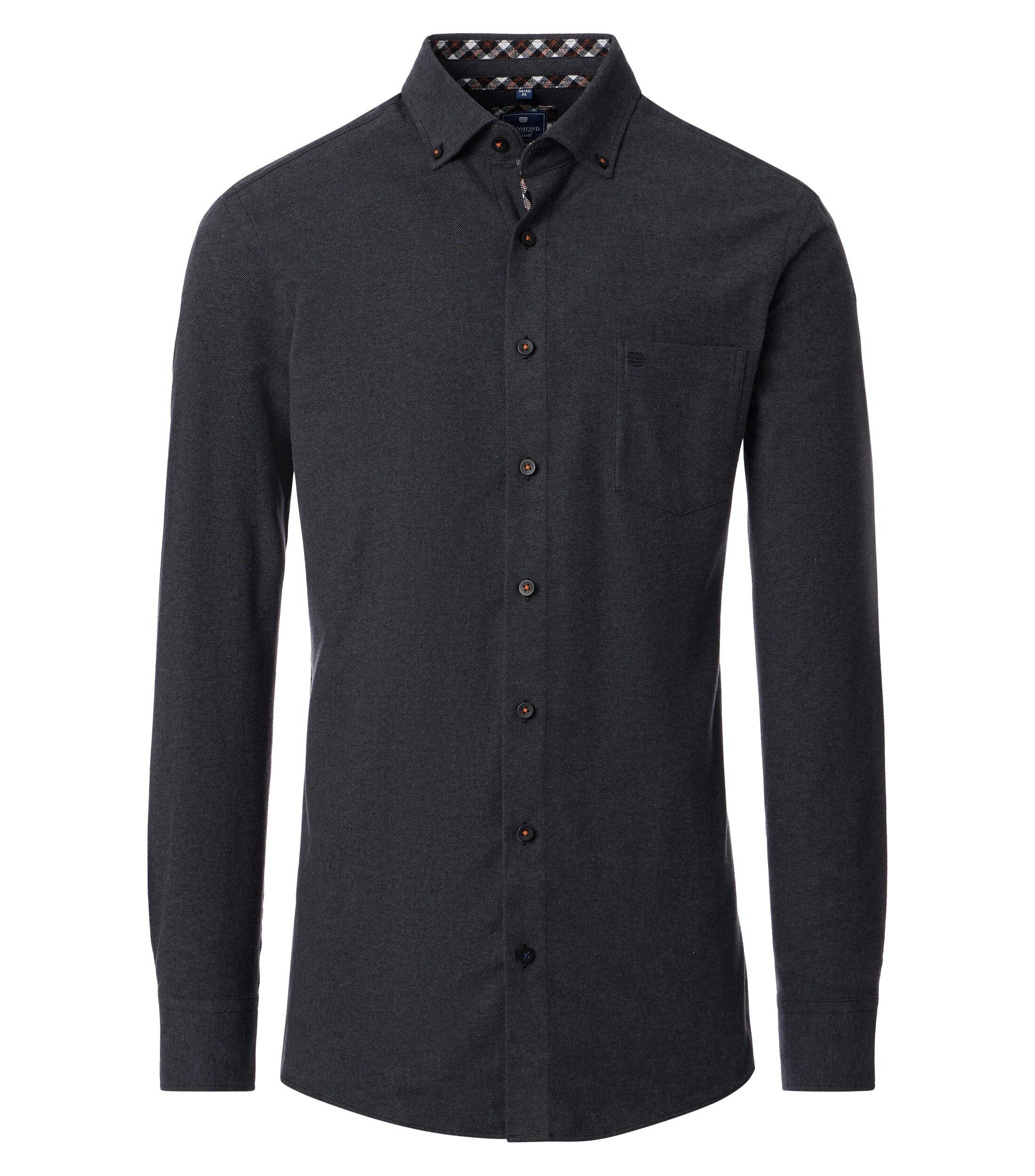 Redmond comfort fit overhemd, flanel, grijs
