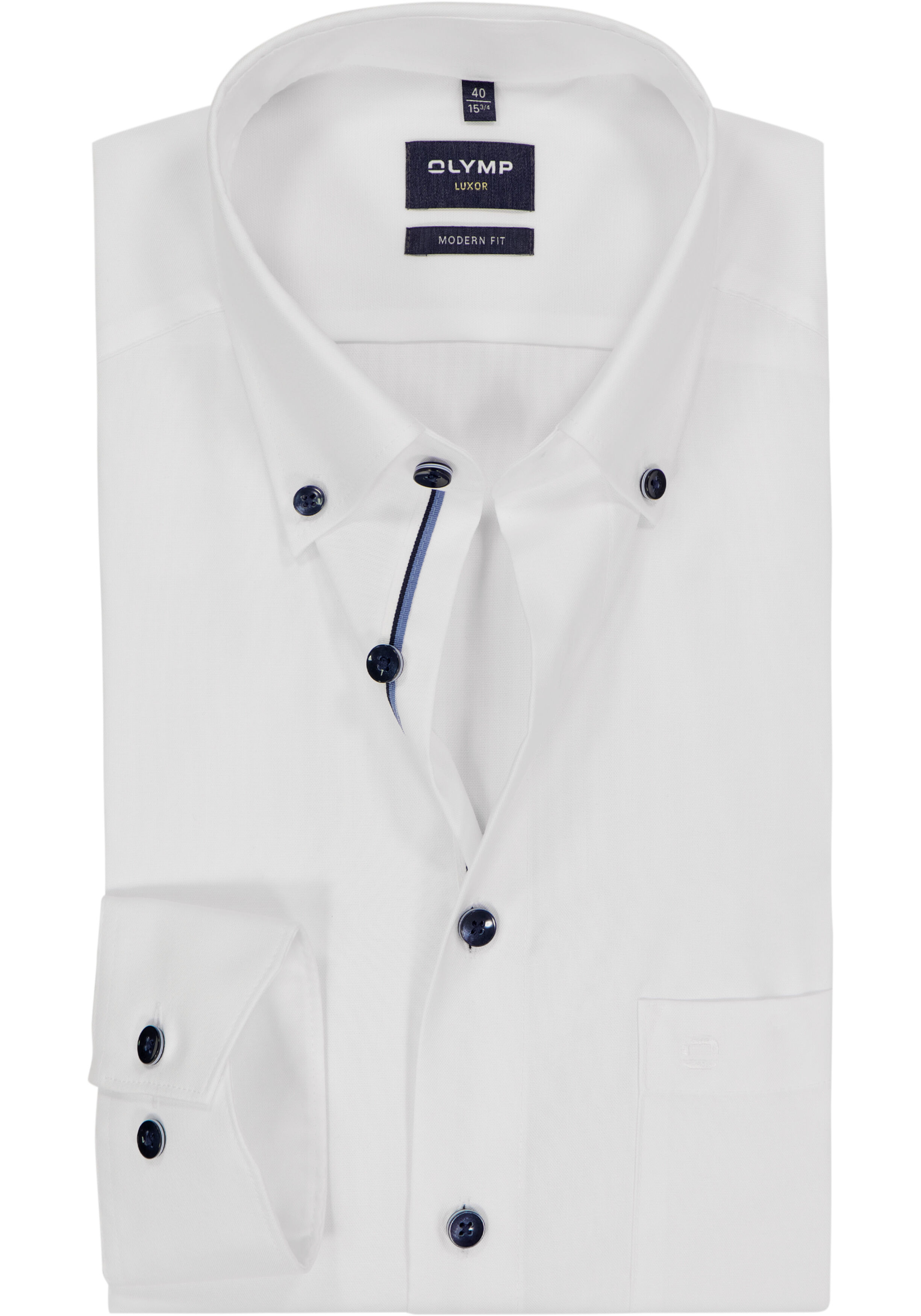 OLYMP Luxor modern fit overhemd, pinpoint, wit