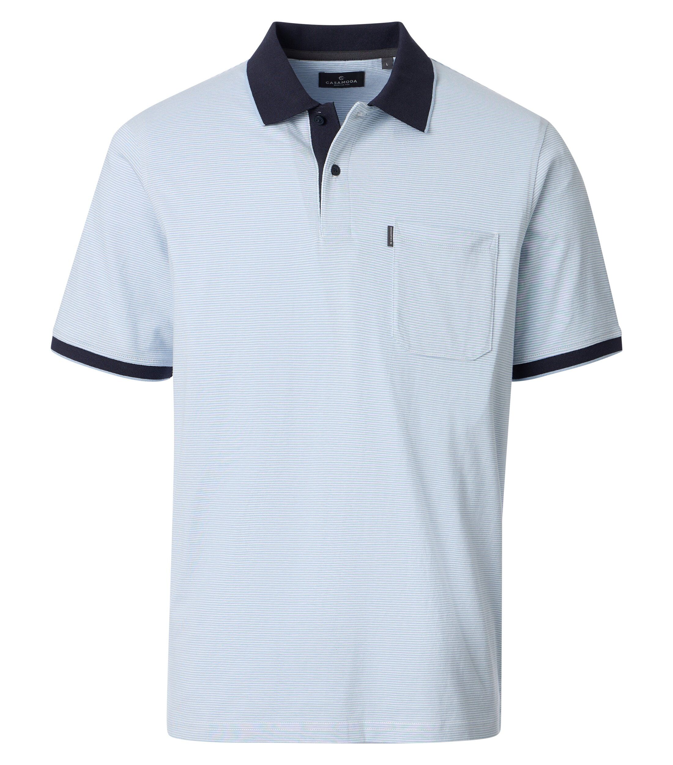 CASA MODA comfort fit heren polo, blauw dessin
