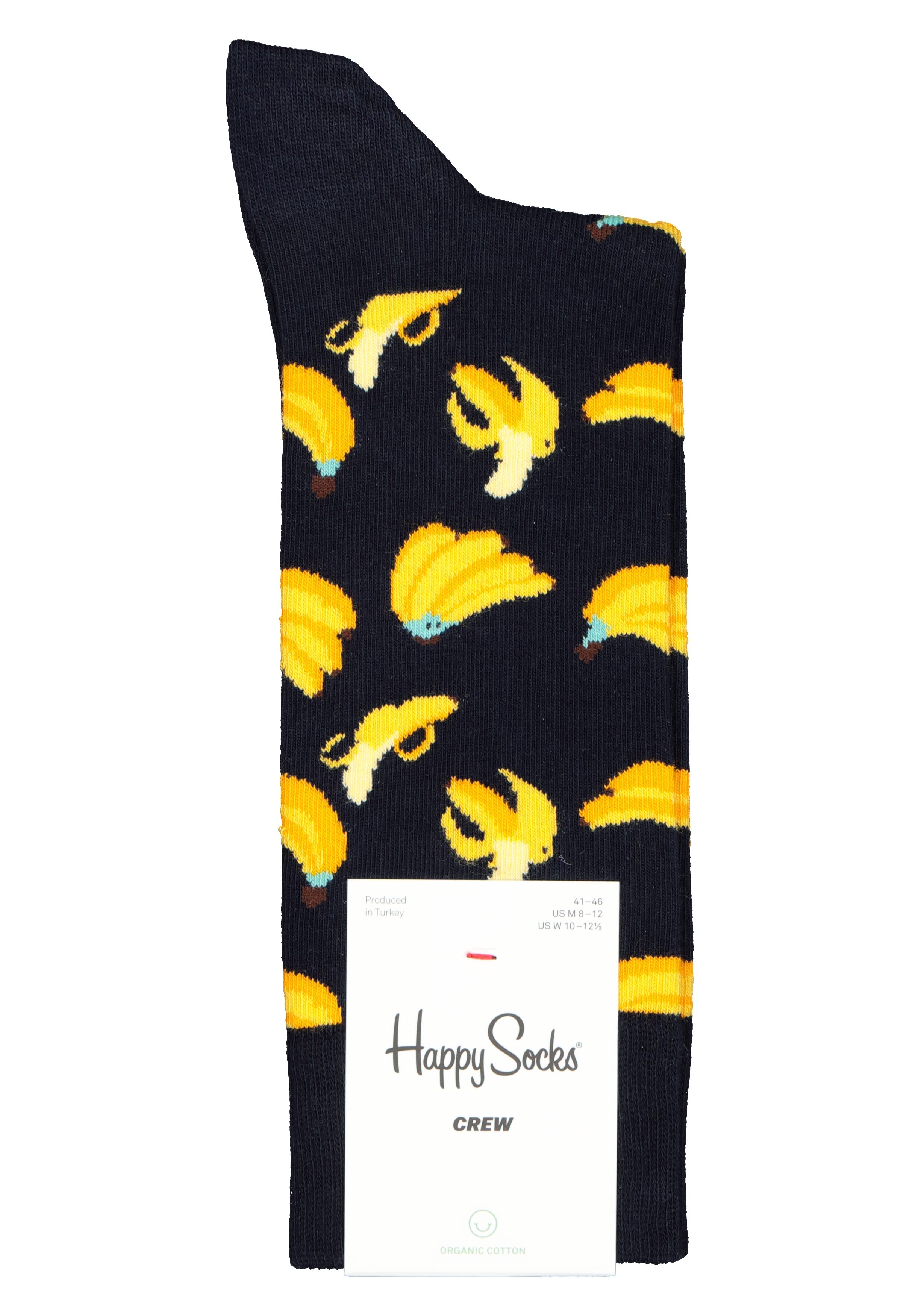 Happy Socks Banana Sock, gele bananen op zwart