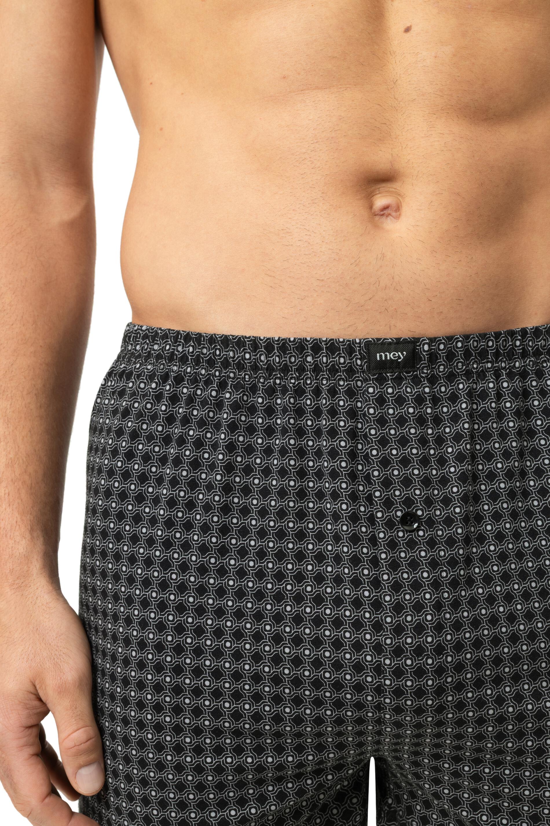 Mey heren boxer short Round Grid, boxershort wijd normale lengte met gulp, zwart
