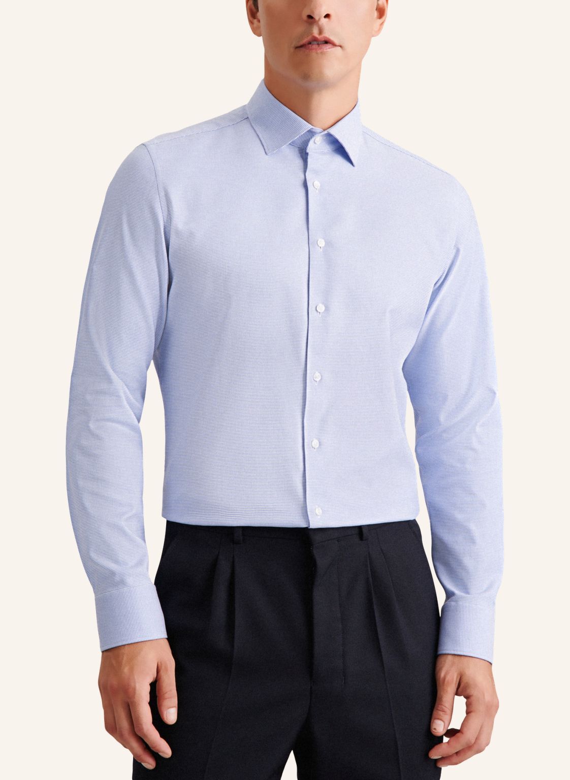 Seidensticker slim fit overhemd, structuur, blauw