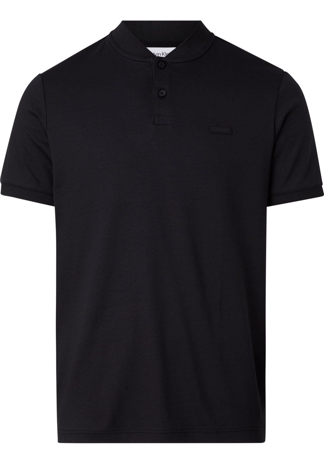 1-8720107595477-calvin_klein-polo-V24_HR Calvin Klein Smooth Cotton stand collar Slim Polo, heren poloshirt, zwart