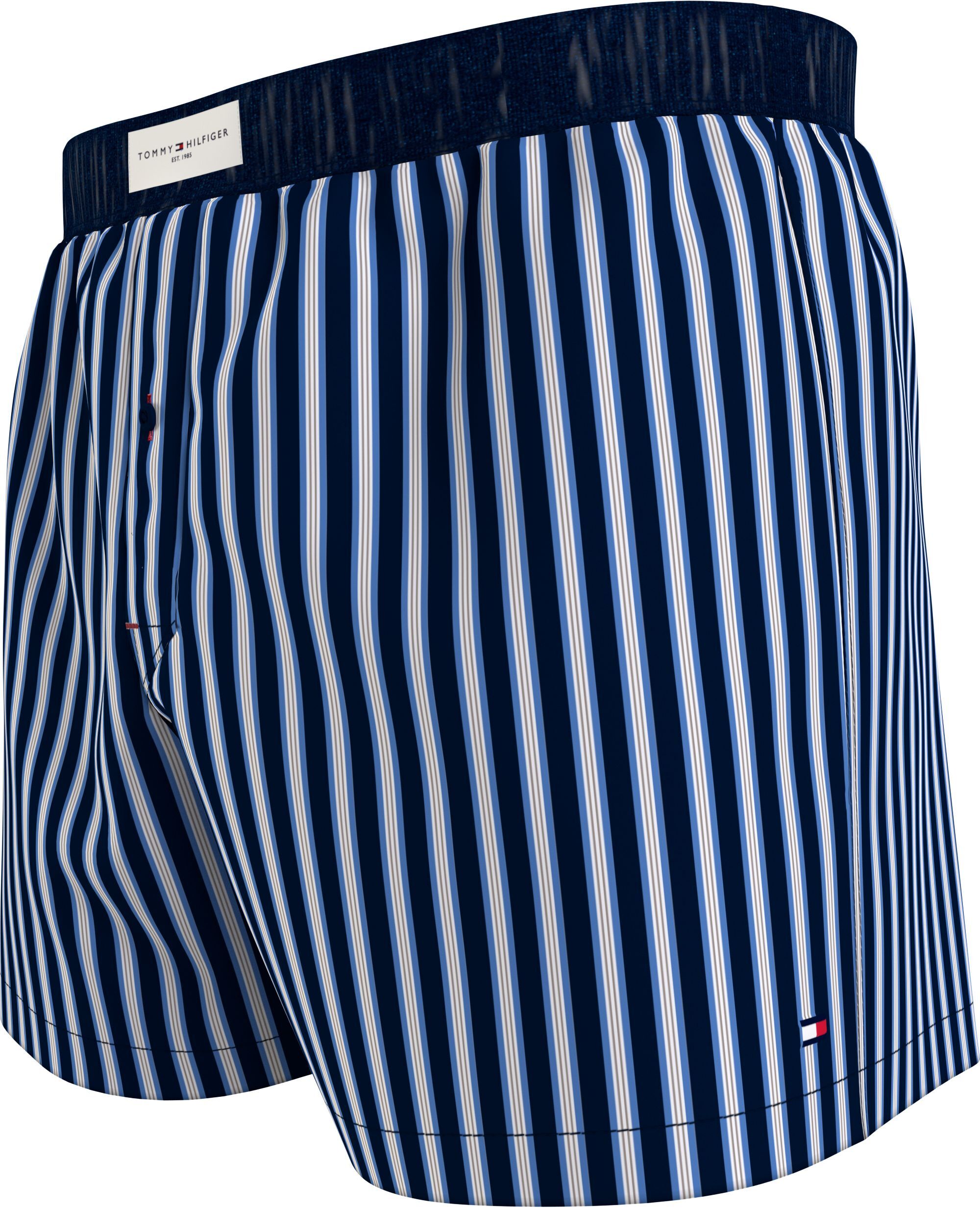 Tommy Hilfiger woven boxer (1-pack), heren boxers wijd katoen, blauw gestreept