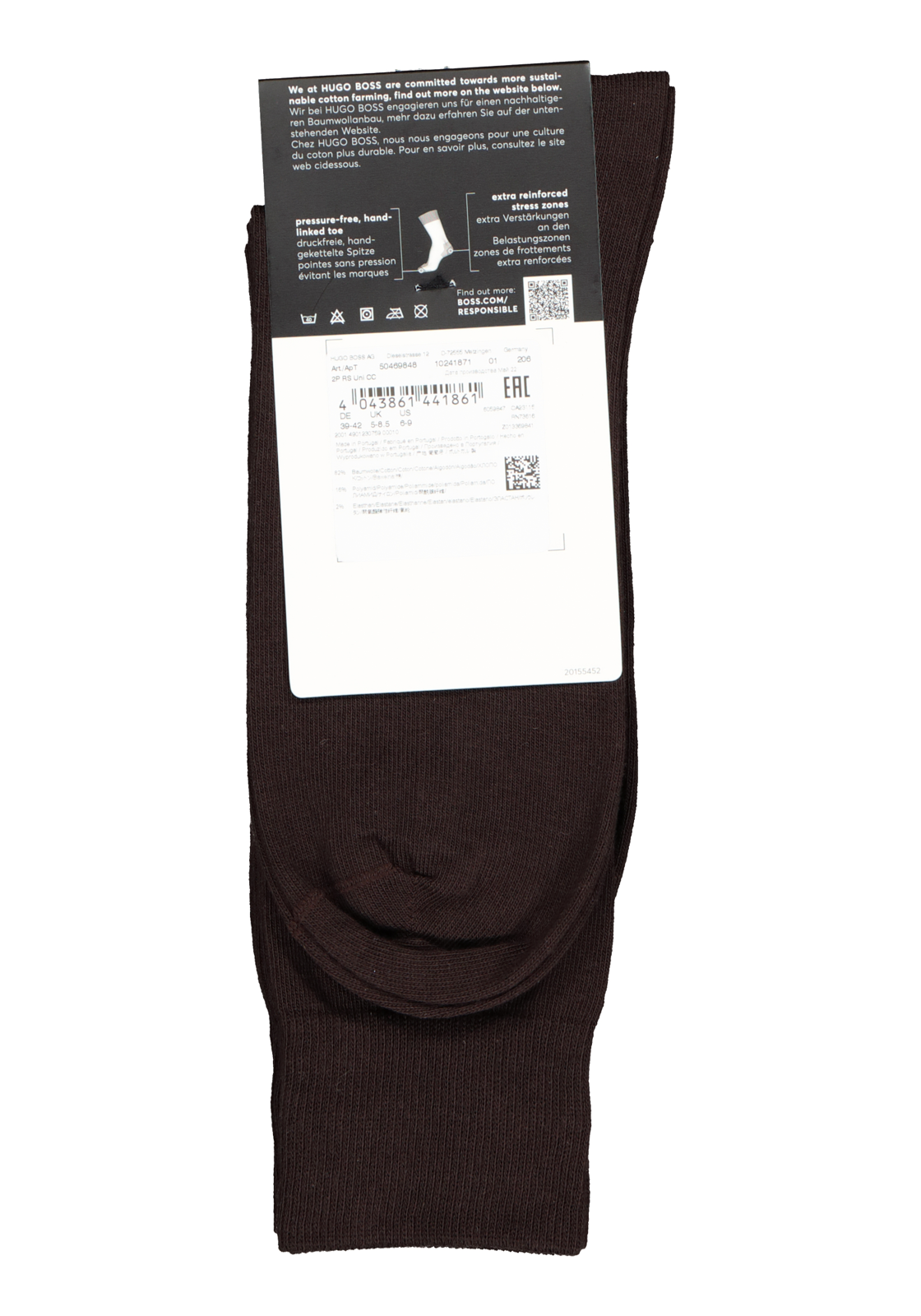 4-4043861441861_hugo_boss_sokken_2p_HR BOSS Cotton Uni (2-pack), herensokken katoen, donkerbruin
