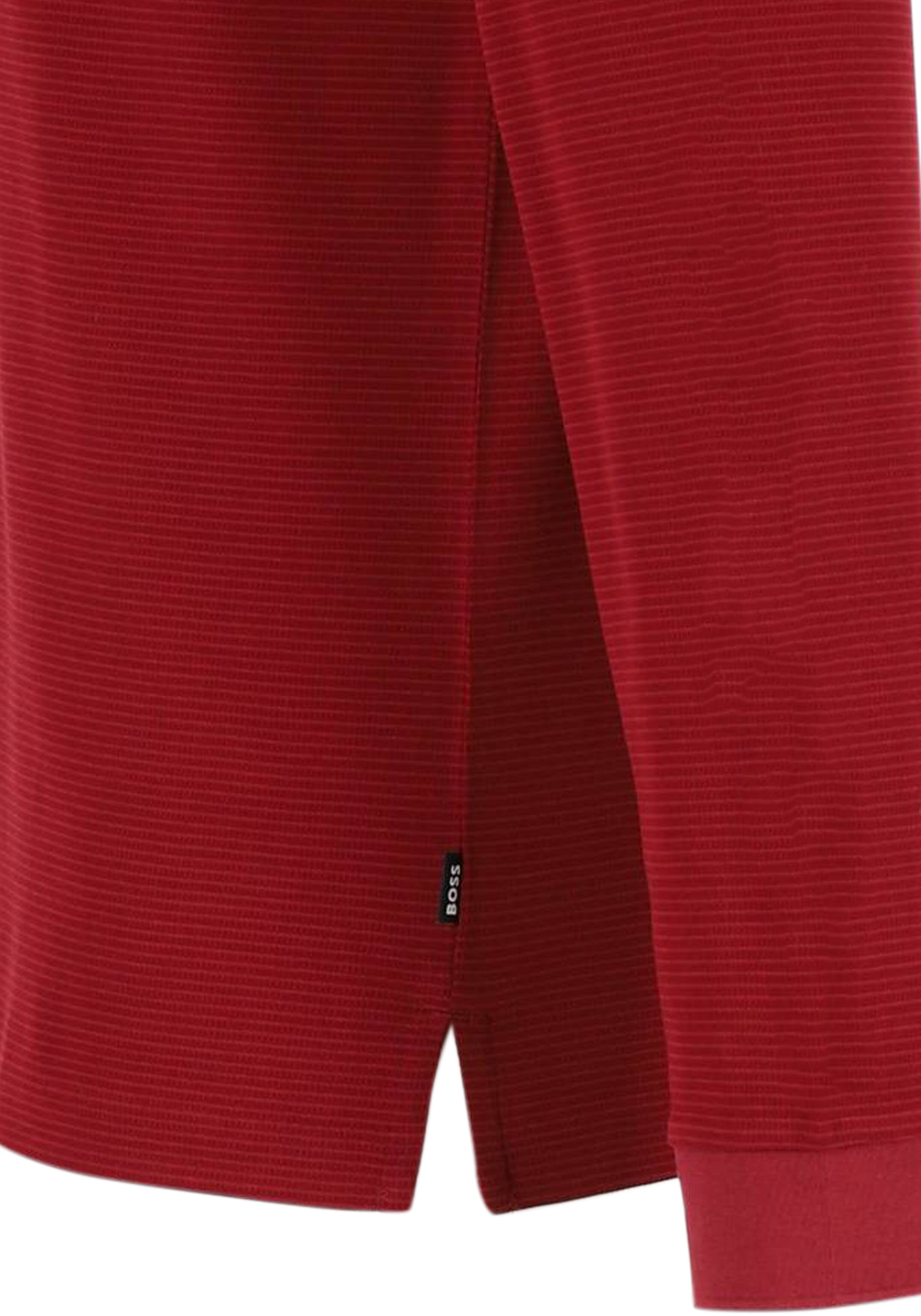 BOSS Pado regular fit polo lange mouw, jersey, donkerrood