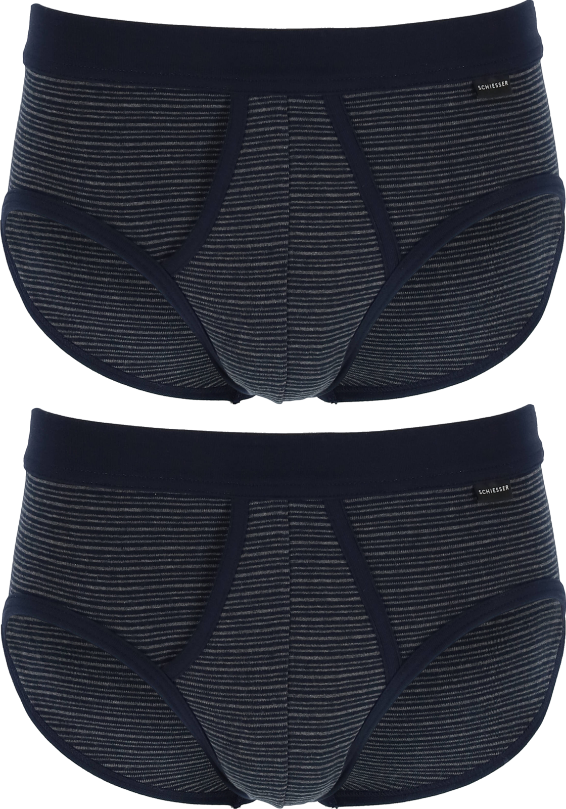 1-4007065656582-schiesser-SCHIESSER_172690803_SL_2P_blauw_2foto_HR SCHIESSER Original Classics sportslips (2-pack), Feinripp met gulp, donkerblauw gestreept