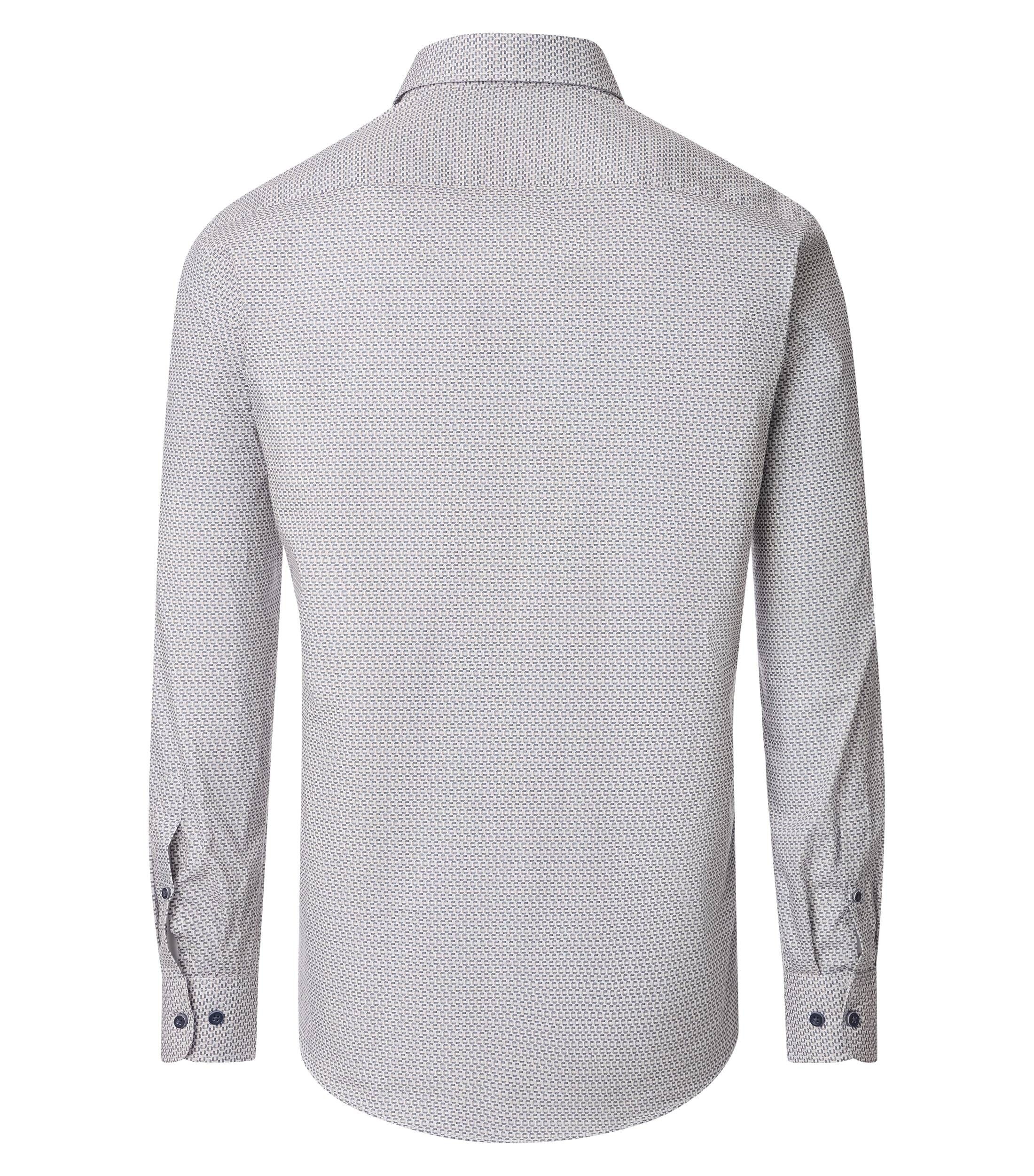 CASA MODA Sport comfort fit overhemd, popeline, wit met blauw en beige dessin