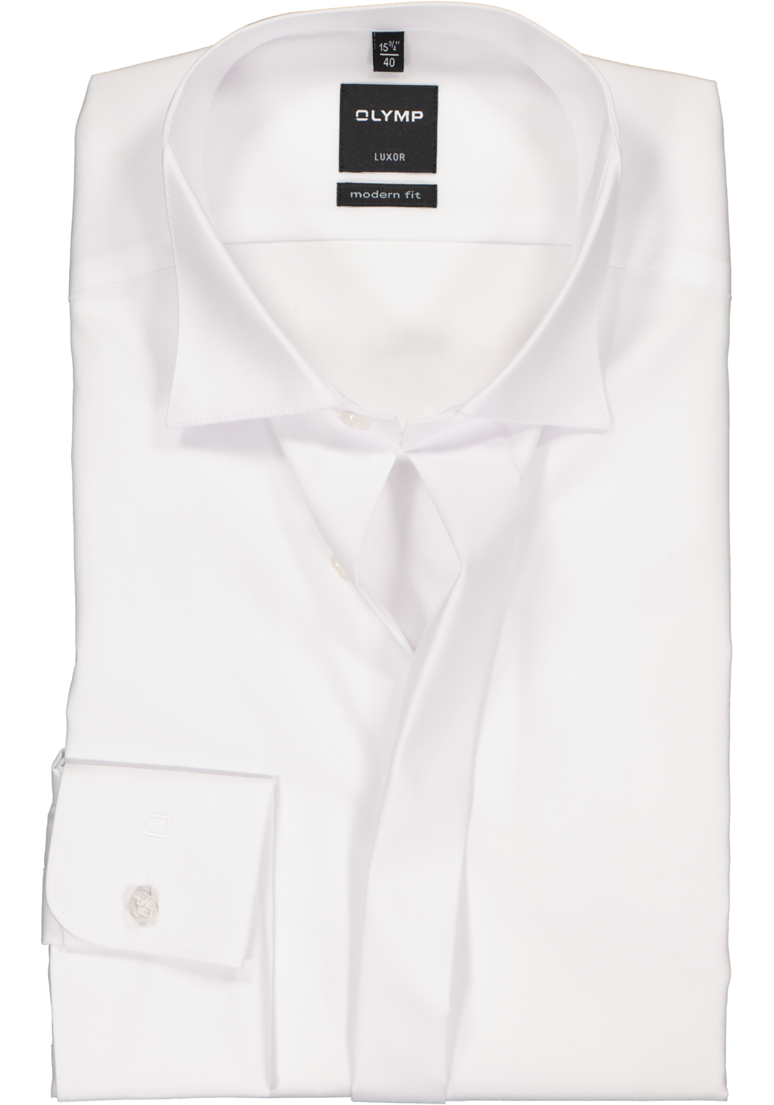 1-4053887542701_olymp-overhemd_HR OLYMP Luxor modern fit overhemd, smoking overhemd, mouwlengte 7, wit met wing kraag