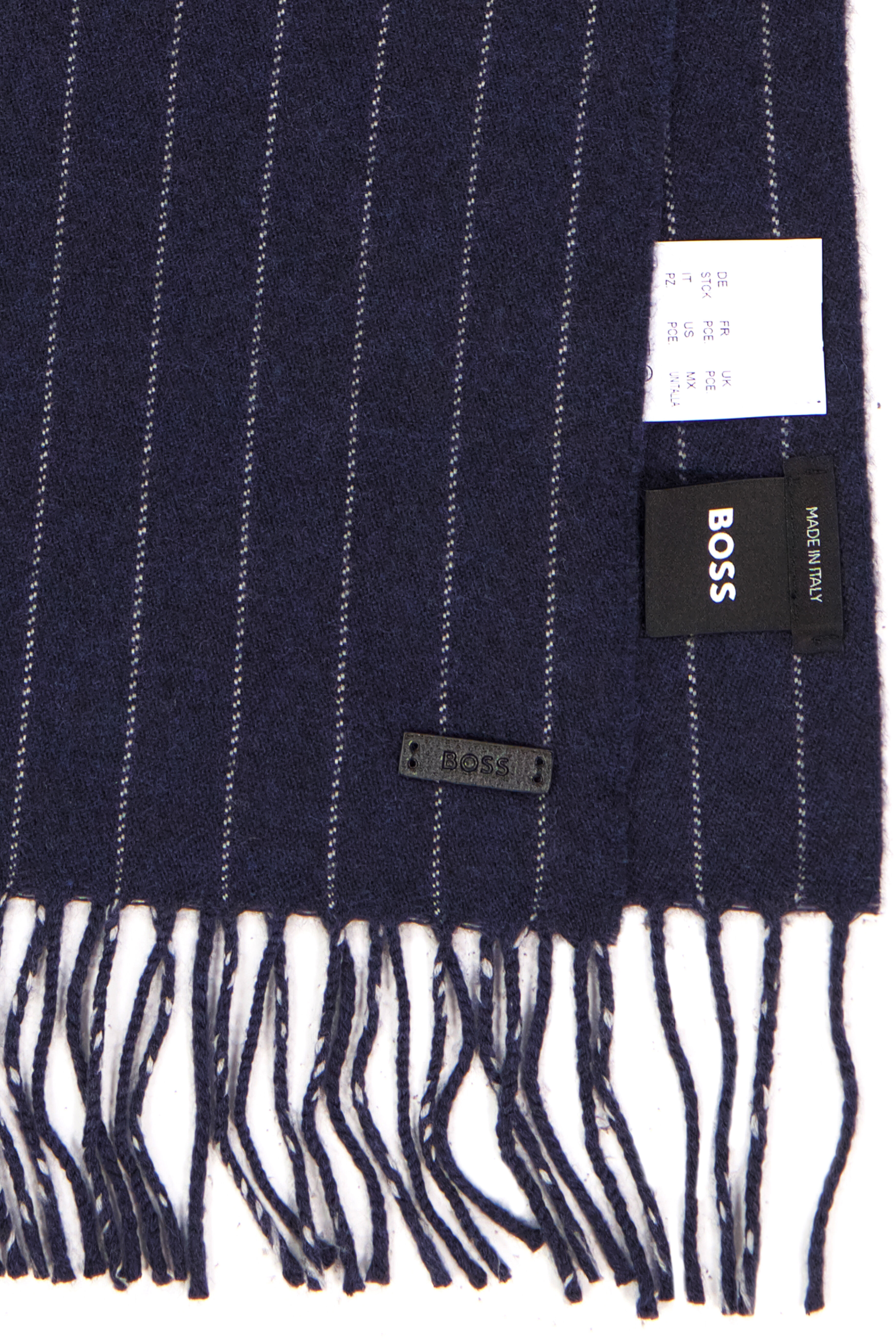 BOSS Stellan sjaal wol, heren sjaal gewoven, donkerblauw