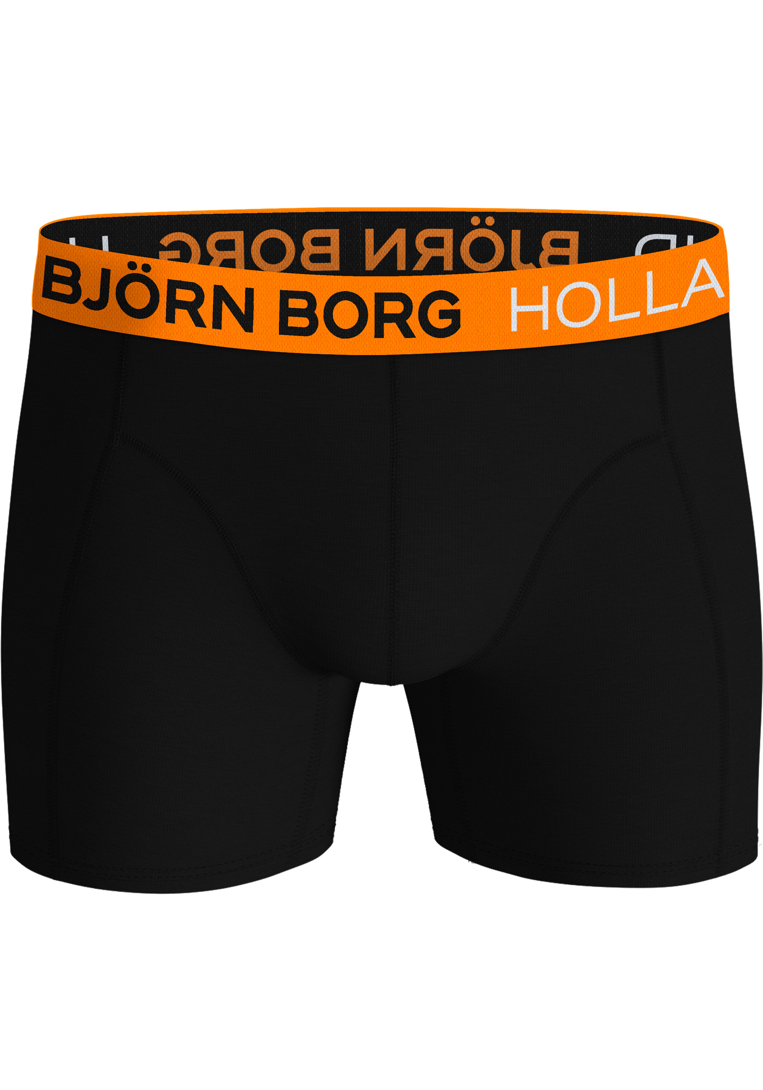 Bjorn Borg Cotton Stretch boxers, heren boxers normale lengte (3-pack), zwart en oranje met oranje Holland band