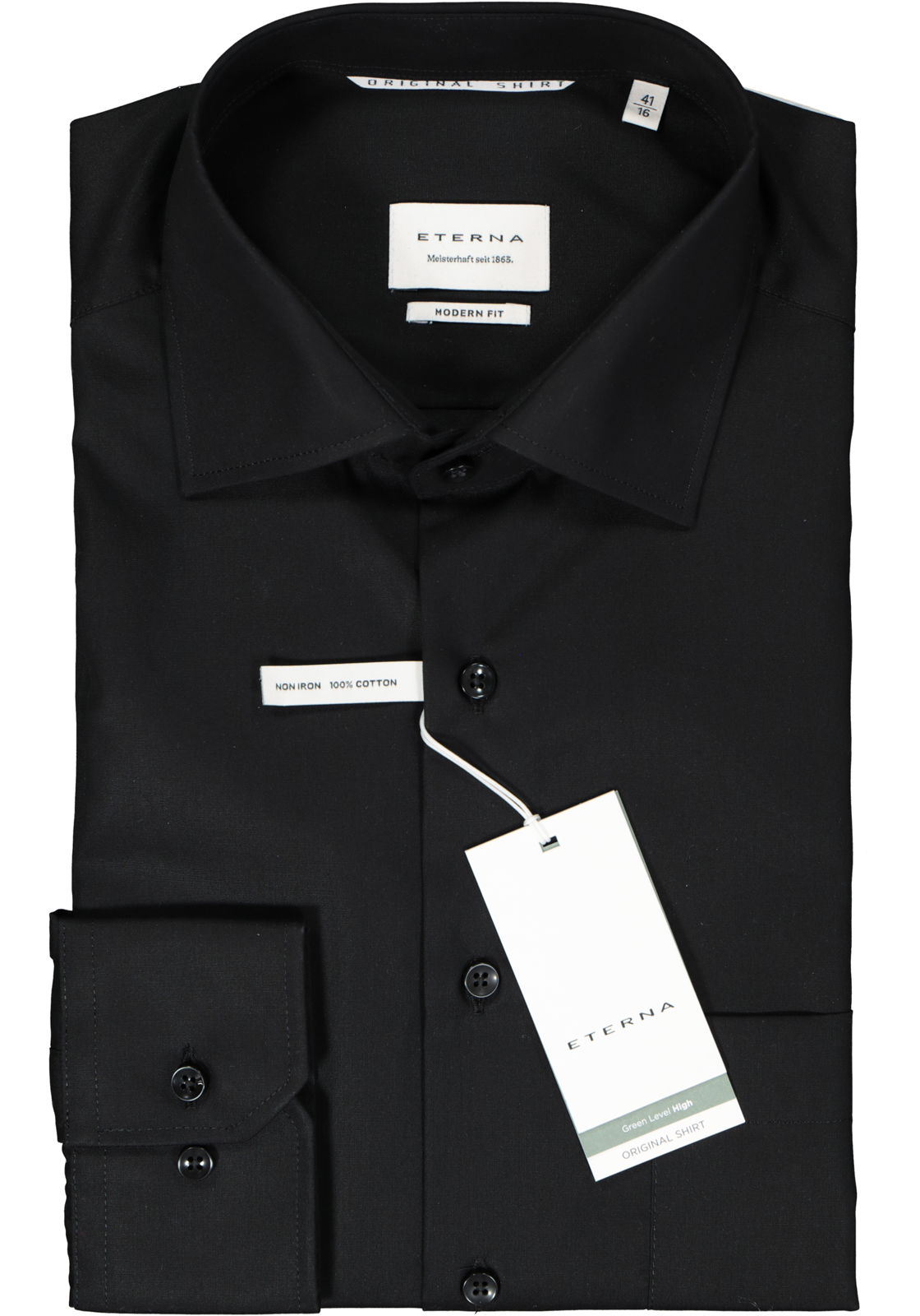 2-4067159154844_eterna-overhemd_HR ETERNA modern fit overhemd, popeline, zwart