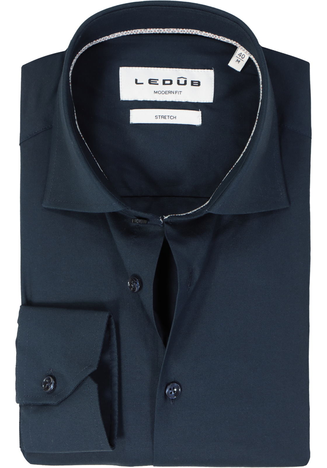 Ledub modern fit overhemd, popeline, donkerblauw Ledub modern fit overhemd, popeline, donkerblauw