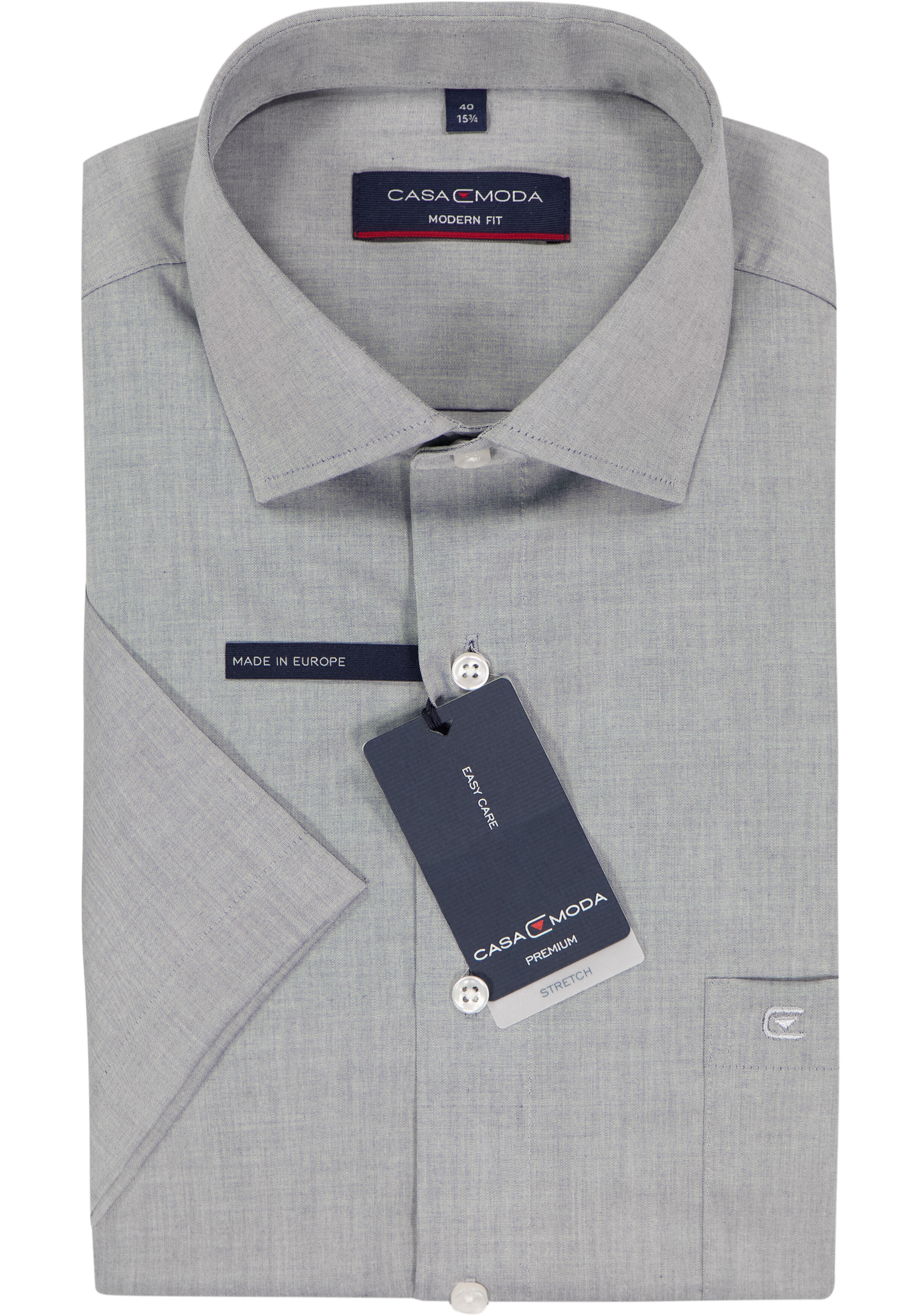 CASA MODA modern fit overhemd, korte mouw, grijs