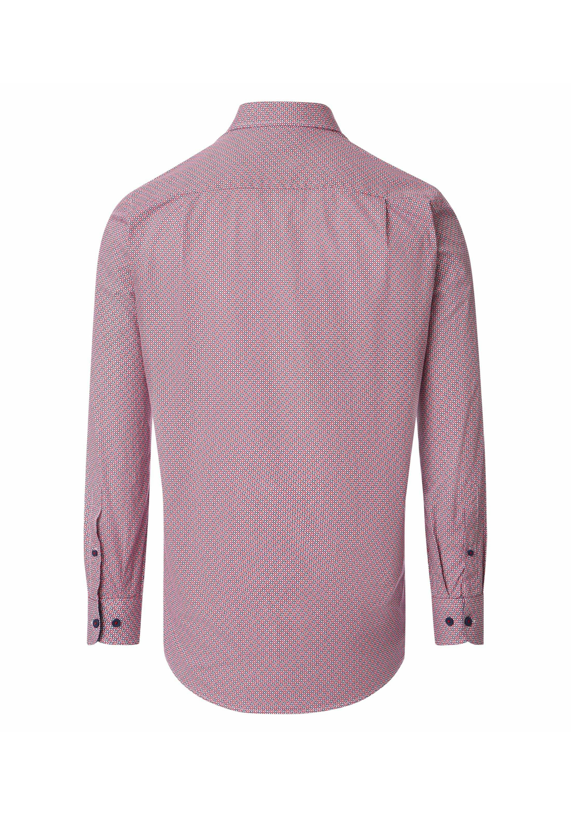 Redmond comfort fit overhemd, popeline, blauw met wit en rood dessin Redmond comfort fit overhemd, popeline, blauw met wit en rood dessin