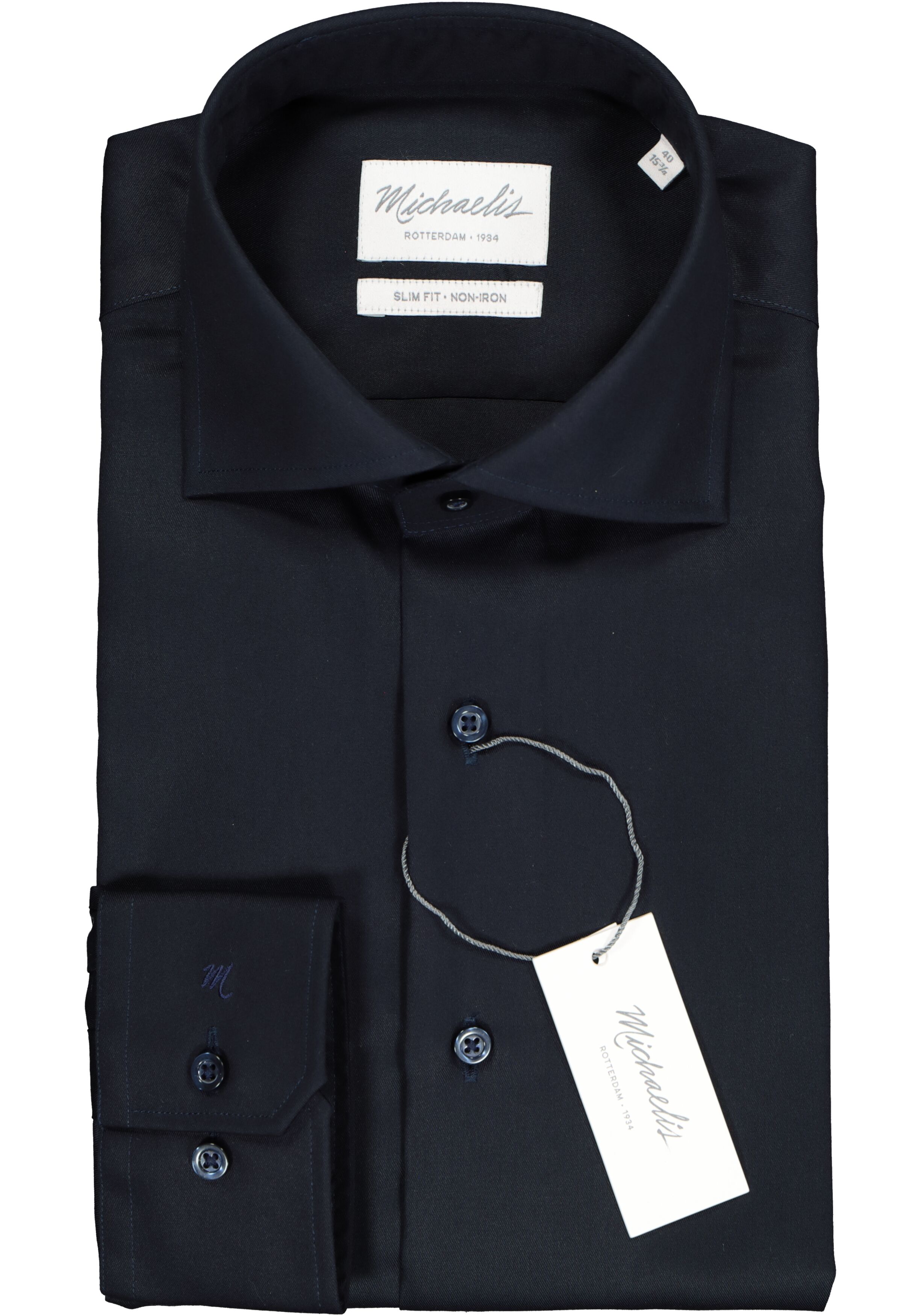 Michaelis slim fit overhemd, Oxford, navy blauw