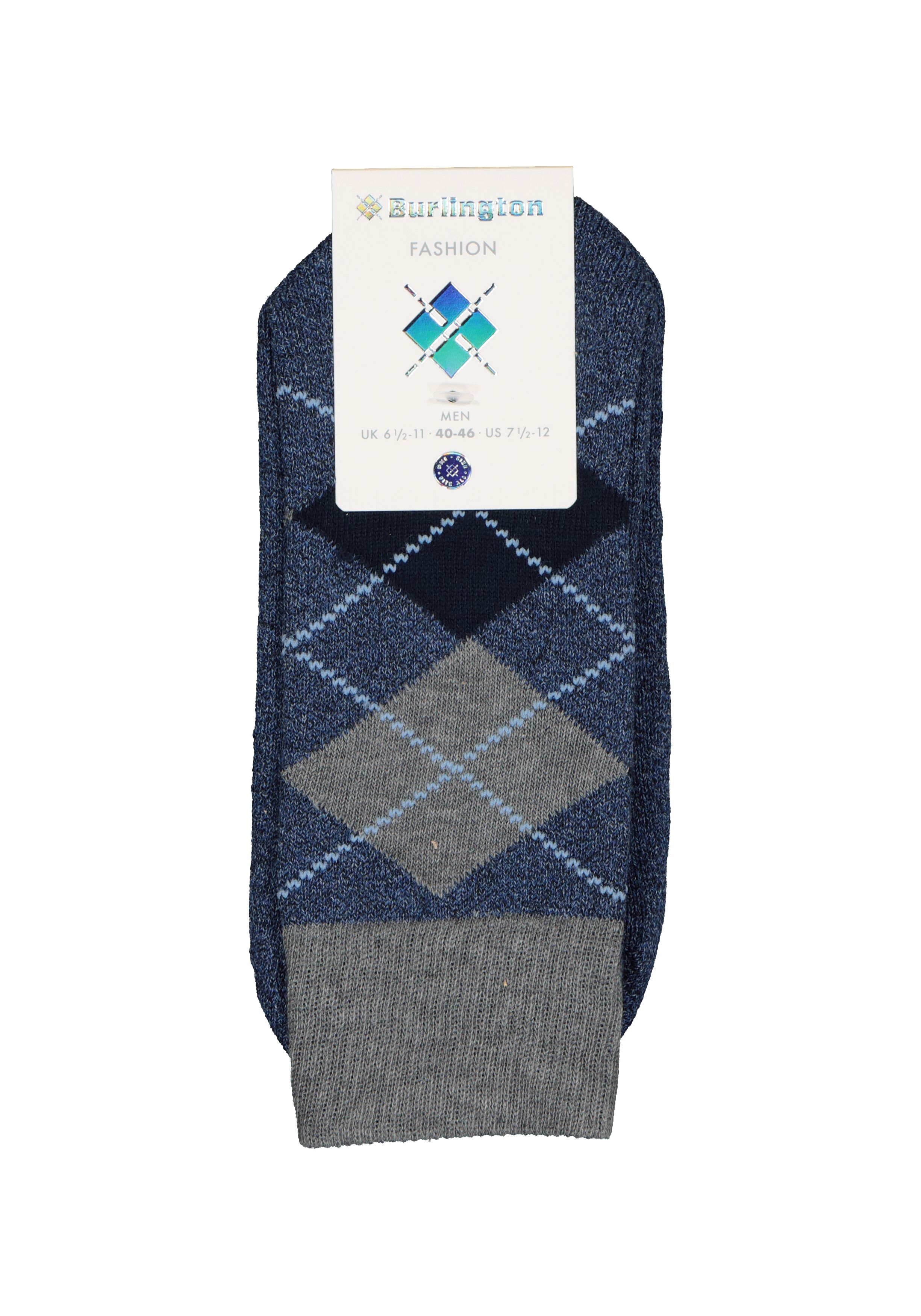 Burlington Argyle Heren Huissokken, blauw geruit