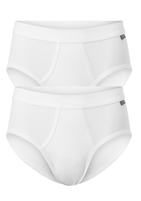 SCHIESSER Cotton Essentials Feinripp sportslips (2-pack), met gulp, wit SCHIESSER Cotton Essentials Feinripp sportslips (2-pack), met gulp, wit