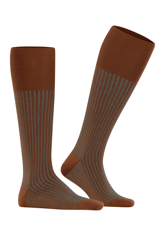 FALKE Oxford Stripe heren kniekousen, oranje (terracotta) FALKE Oxford Stripe heren kniekousen, oranje (terracotta)