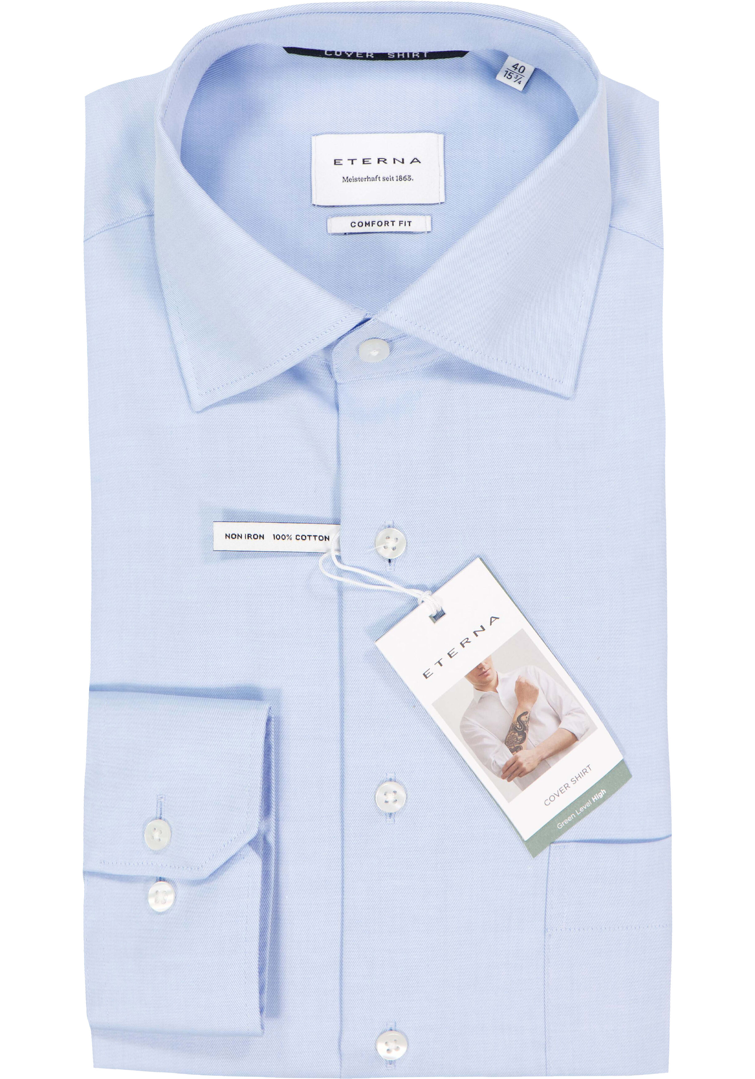 ETERNA comfort fit overhemd, niet doorschijnend twill heren overhemd, lichtblauw