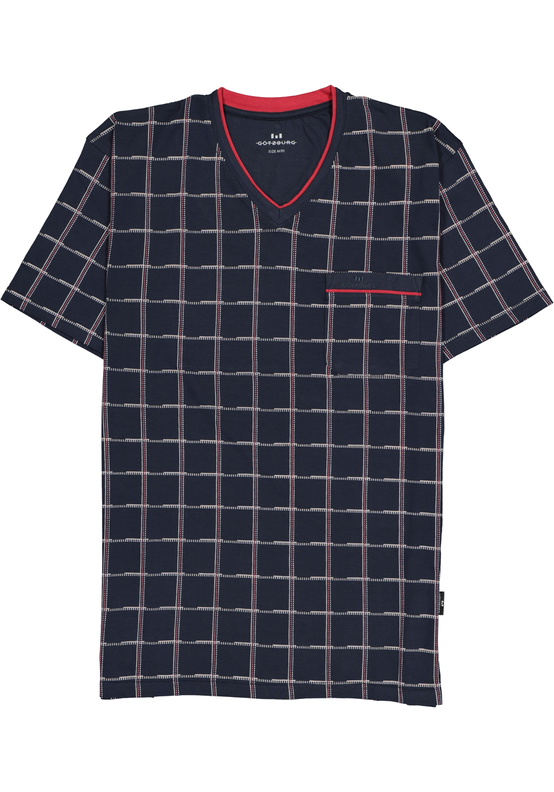 2-4046005673500_pyjama_HR Gotzburg heren shortama, blauw met rood en wit geruit