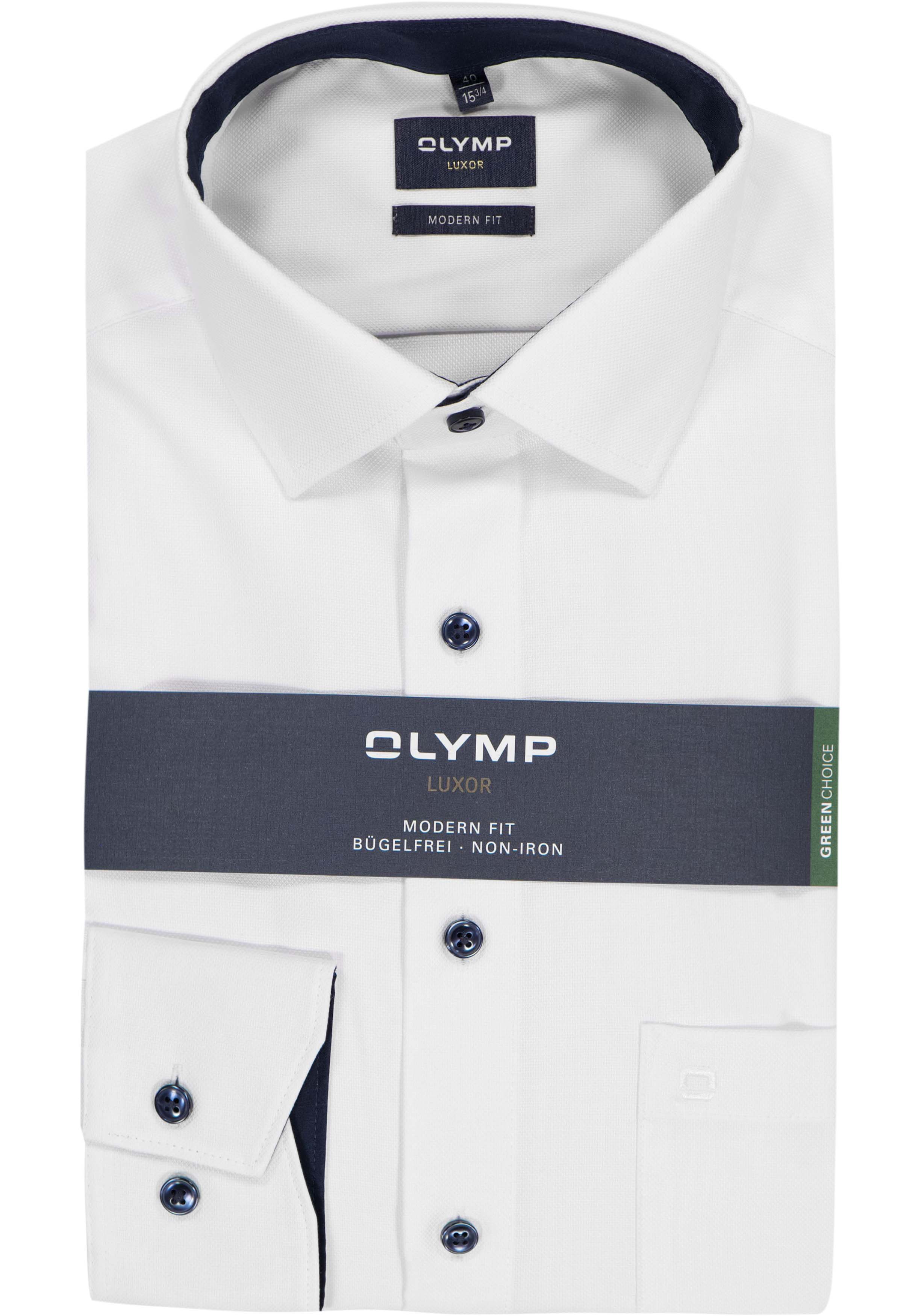 OLYMP Luxor modern fit overhemd, wit structuur (contrast)