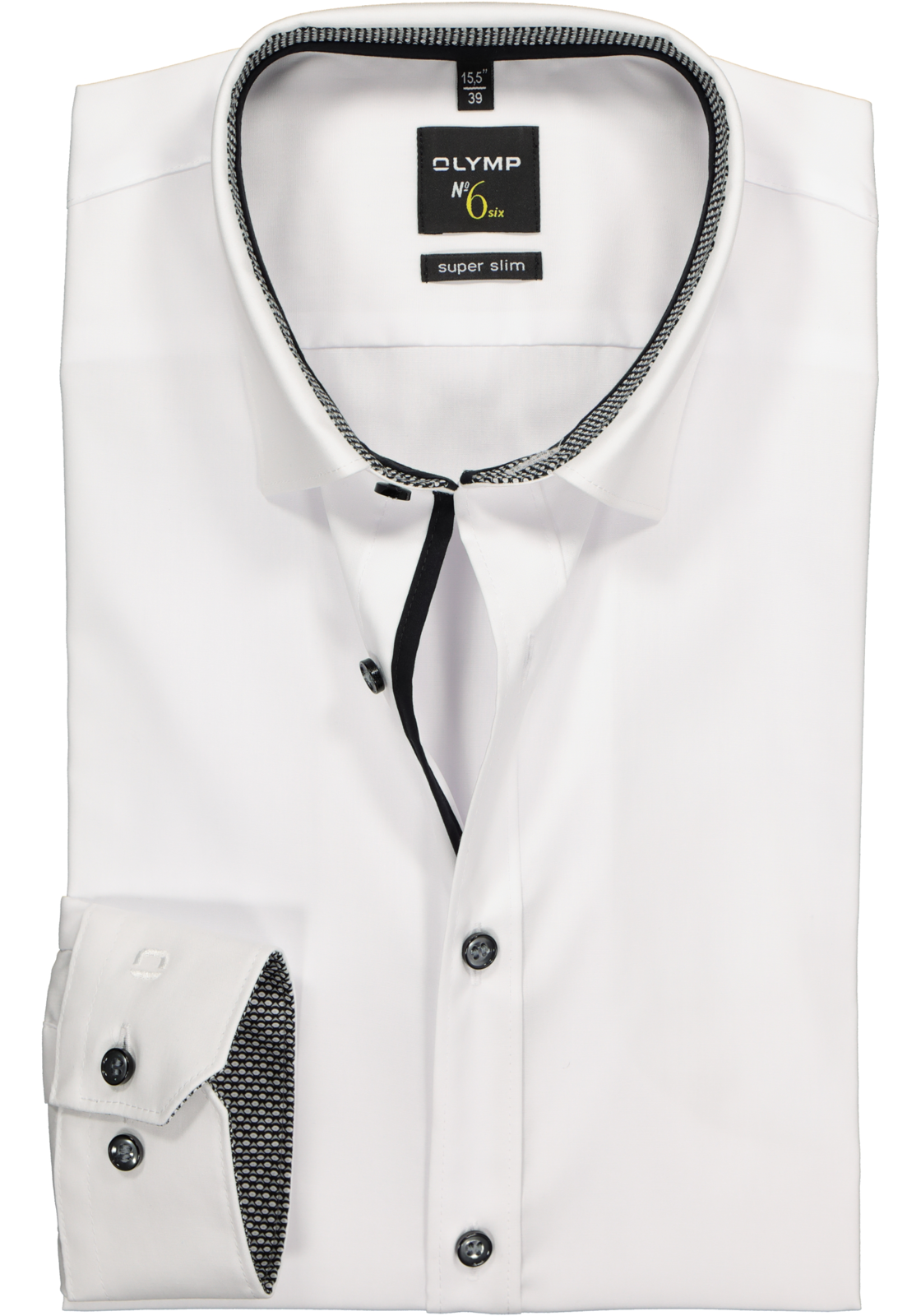 1-4063402045723_olymp-overhemd_HR OLYMP No. Six super slim fit overhemd, wit (zwart contrast)
