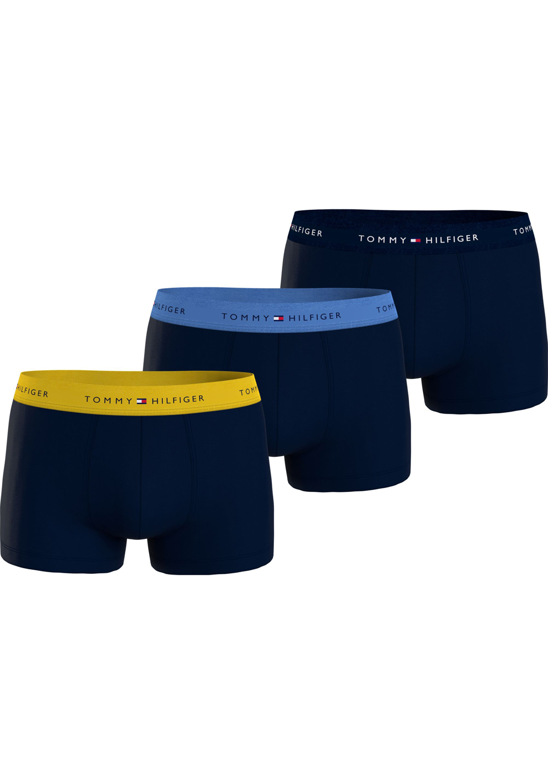 1-8720646364053-tommy_hilfiger-ondergoed_HR Tommy Hilfiger trunk (3-pack), heren boxers normale lengte, blauw met gekleurde tailleband