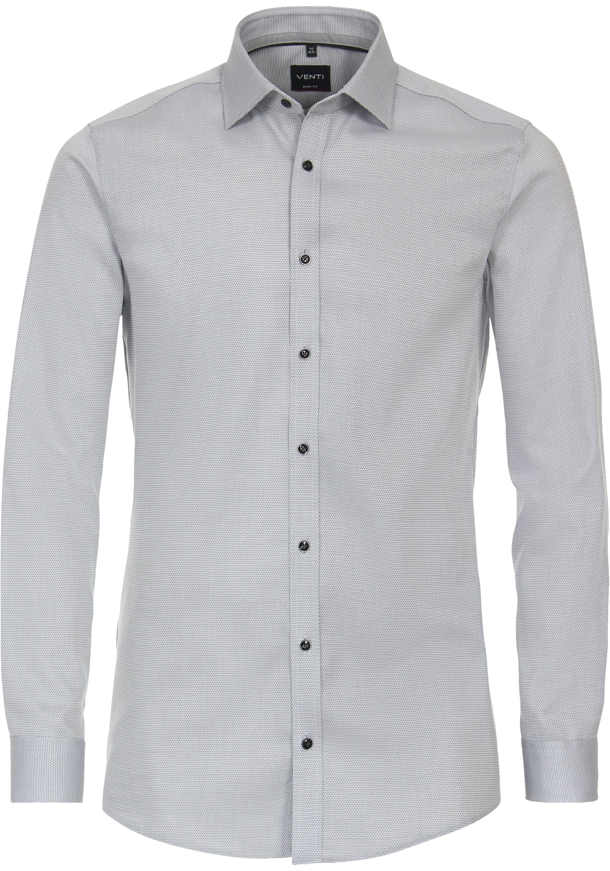 VENTI body fit overhemd, dobby, grijs