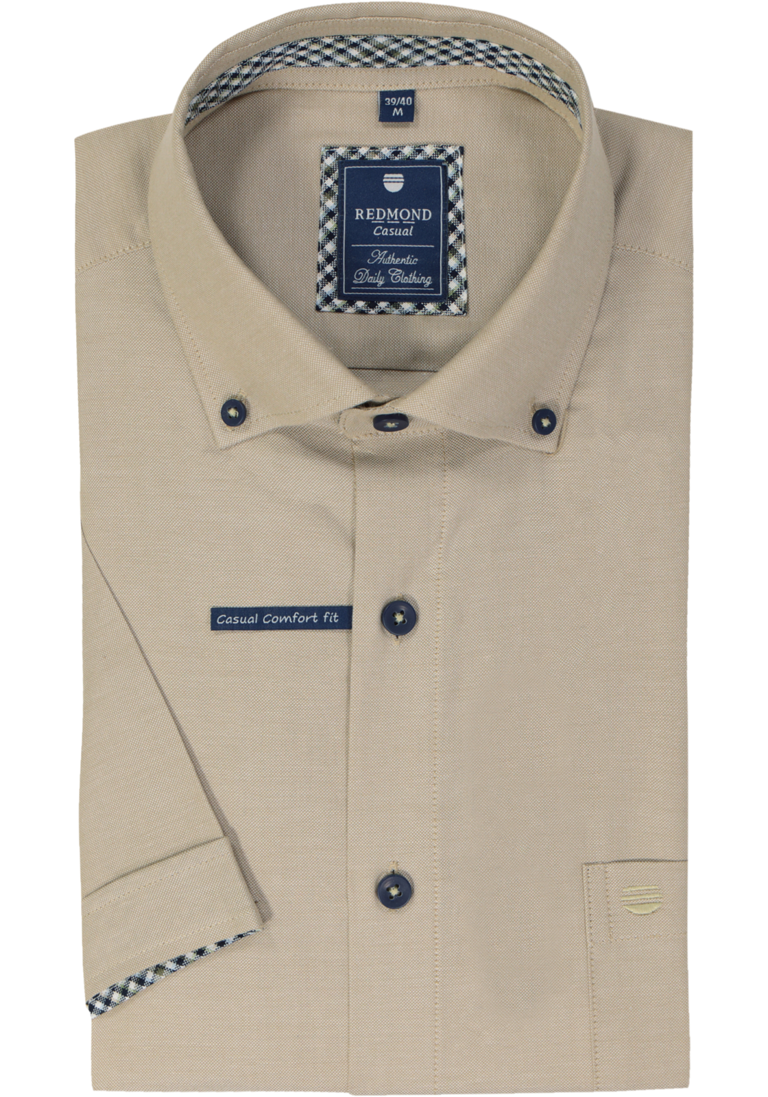 Redmond comfort fit overhemd, korte mouw, Oxford, beige Redmond comfort fit overhemd, korte mouw, Oxford, beige