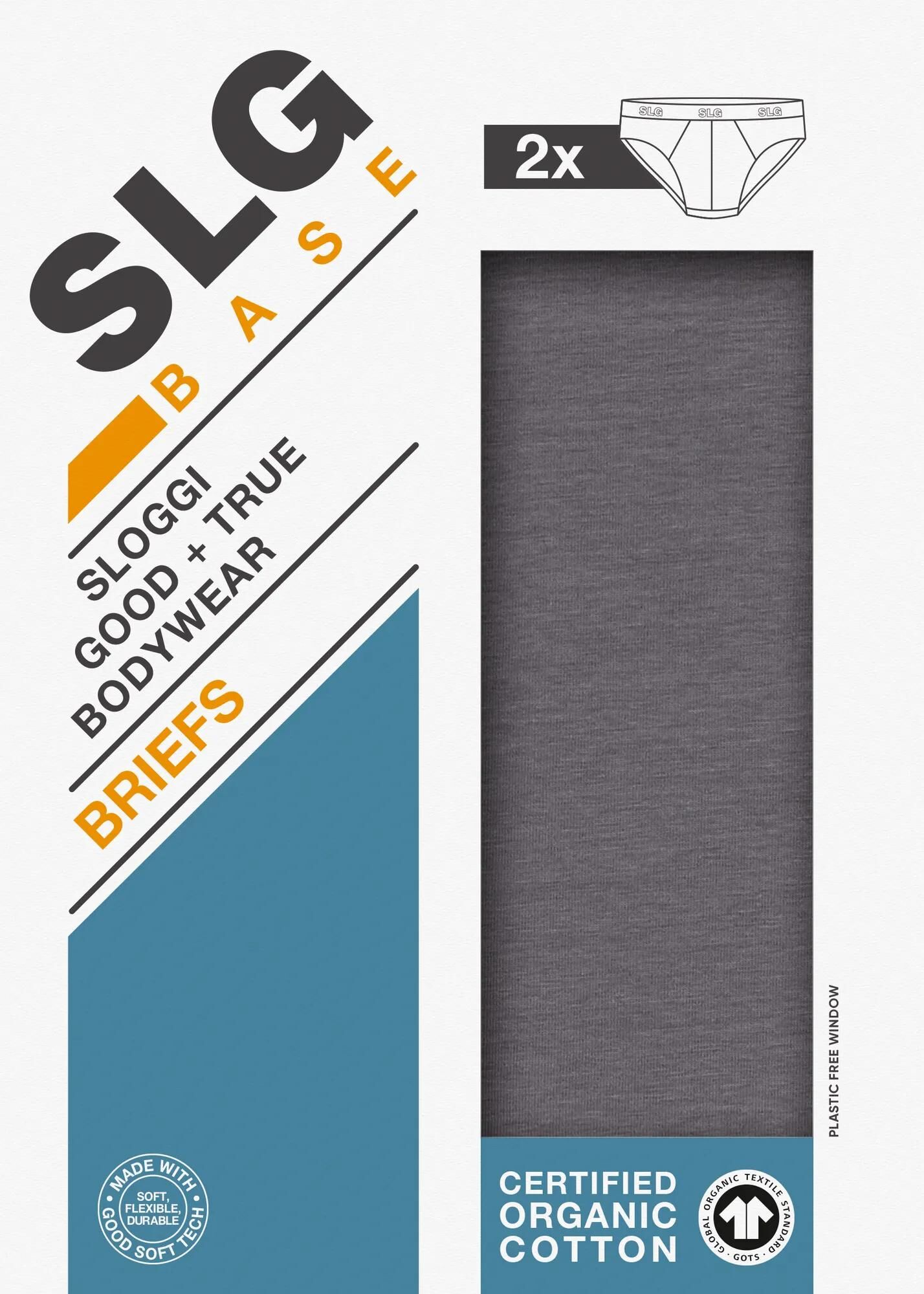 Sloggi Men SLG Base Brief, heren slip (2-pack), middengrijs