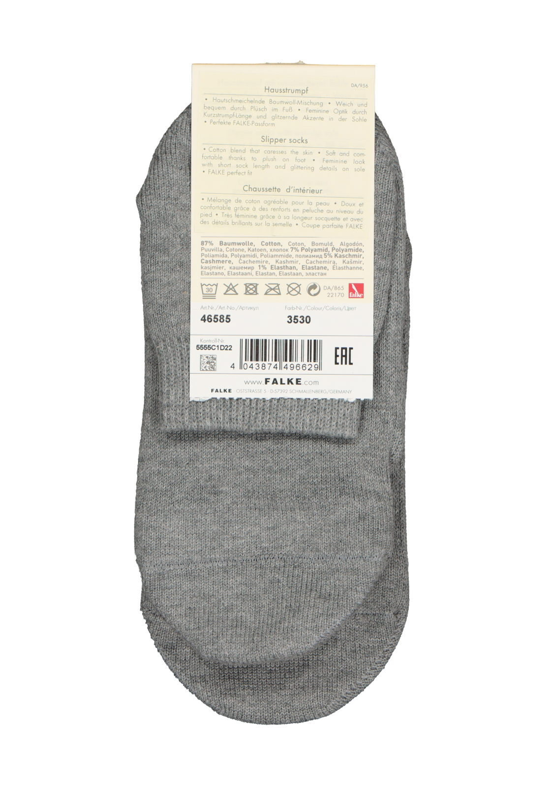 4-4043874496629_falke_sokken_1p_HR FALKE Light Cuddle Pads dames huissokken, dun, grijs (grey melange)