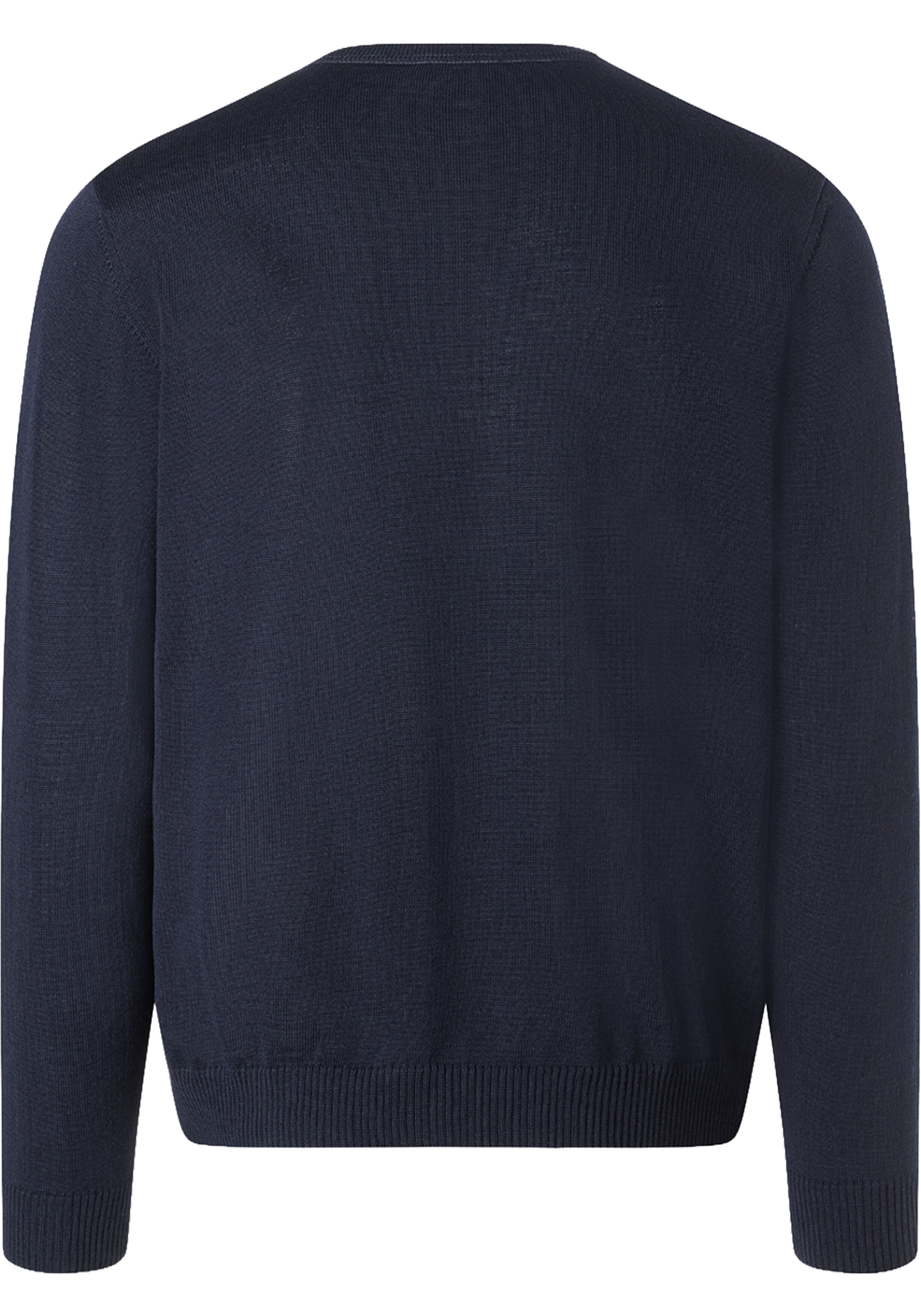 MAERZ Classic Fit heren trui met O-hals wol, navy blauw
