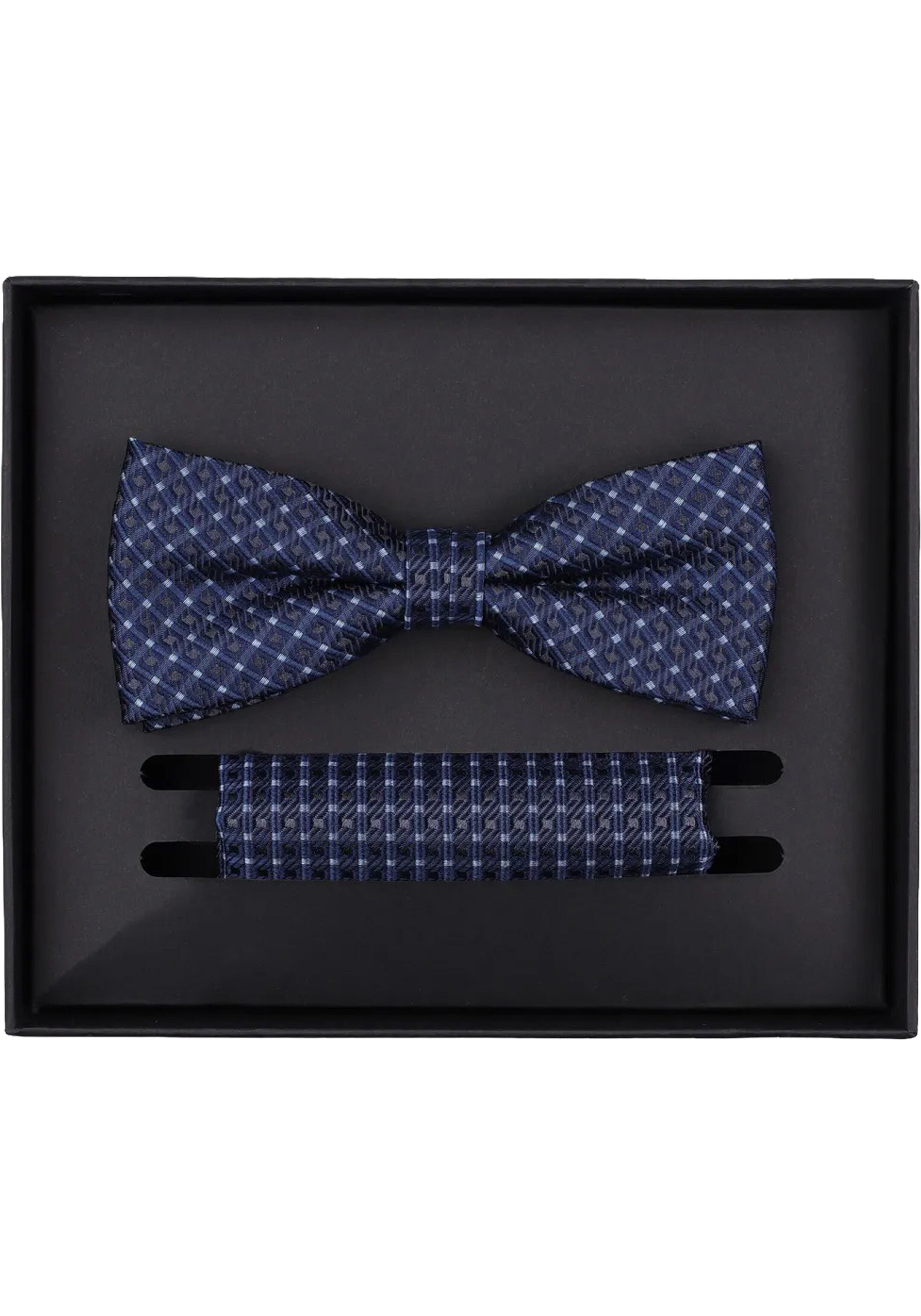 VENTI set met vlinderdas en pochet, donkerblauw, lichtblauw, grijs dessin