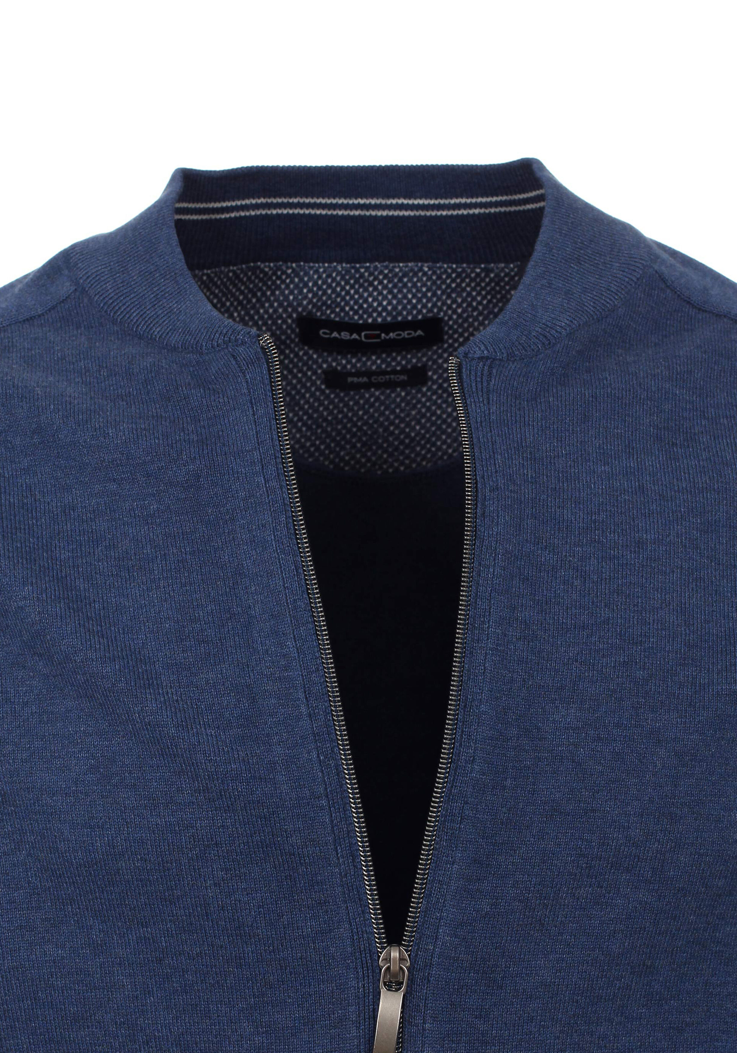 CASA MODA heren vest katoen, met rits, jeans blauw