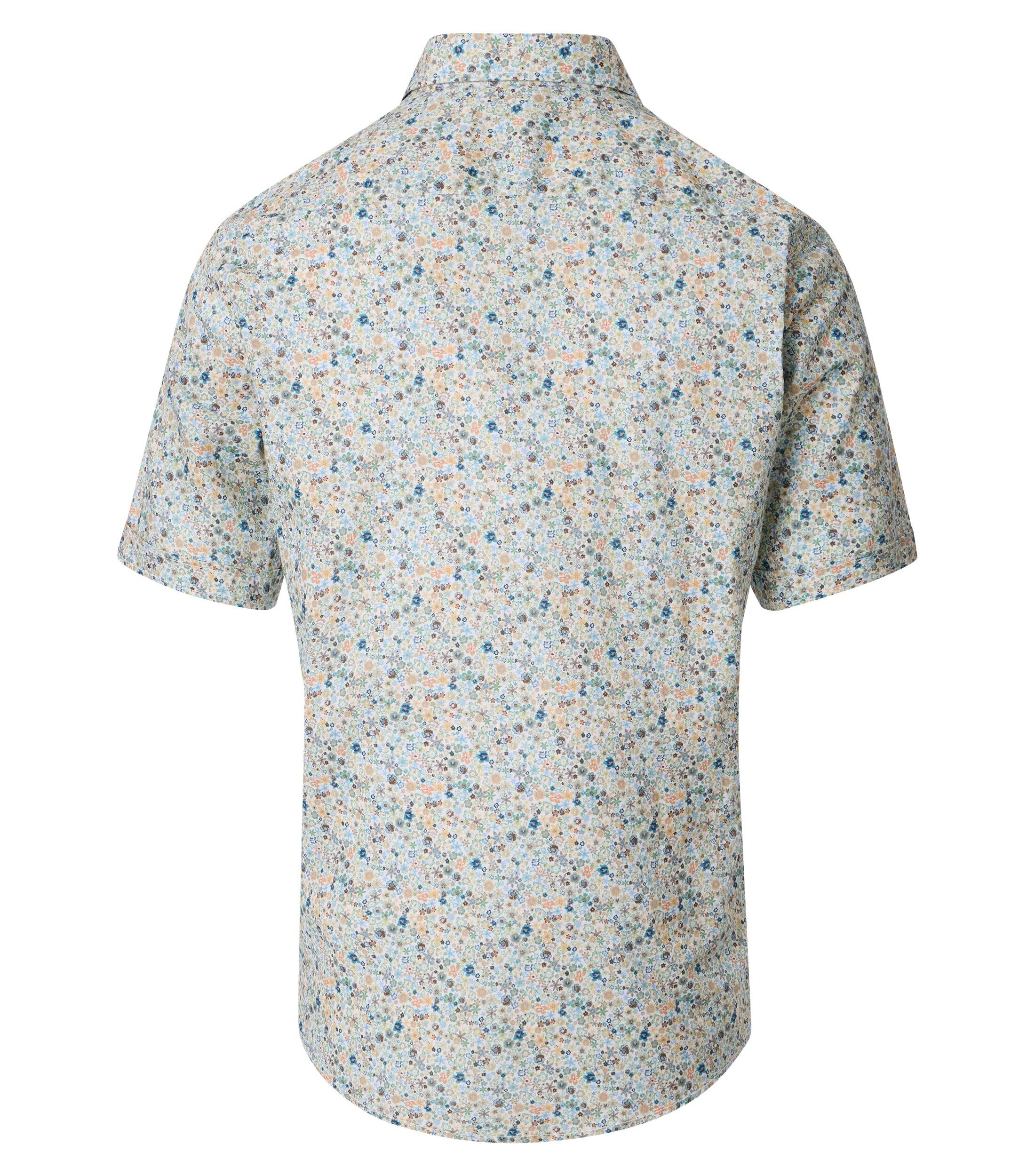 CASA MODA Sport casual fit overhemd, korte mouw, structuur, wit, blauw, groen, oranje dessin