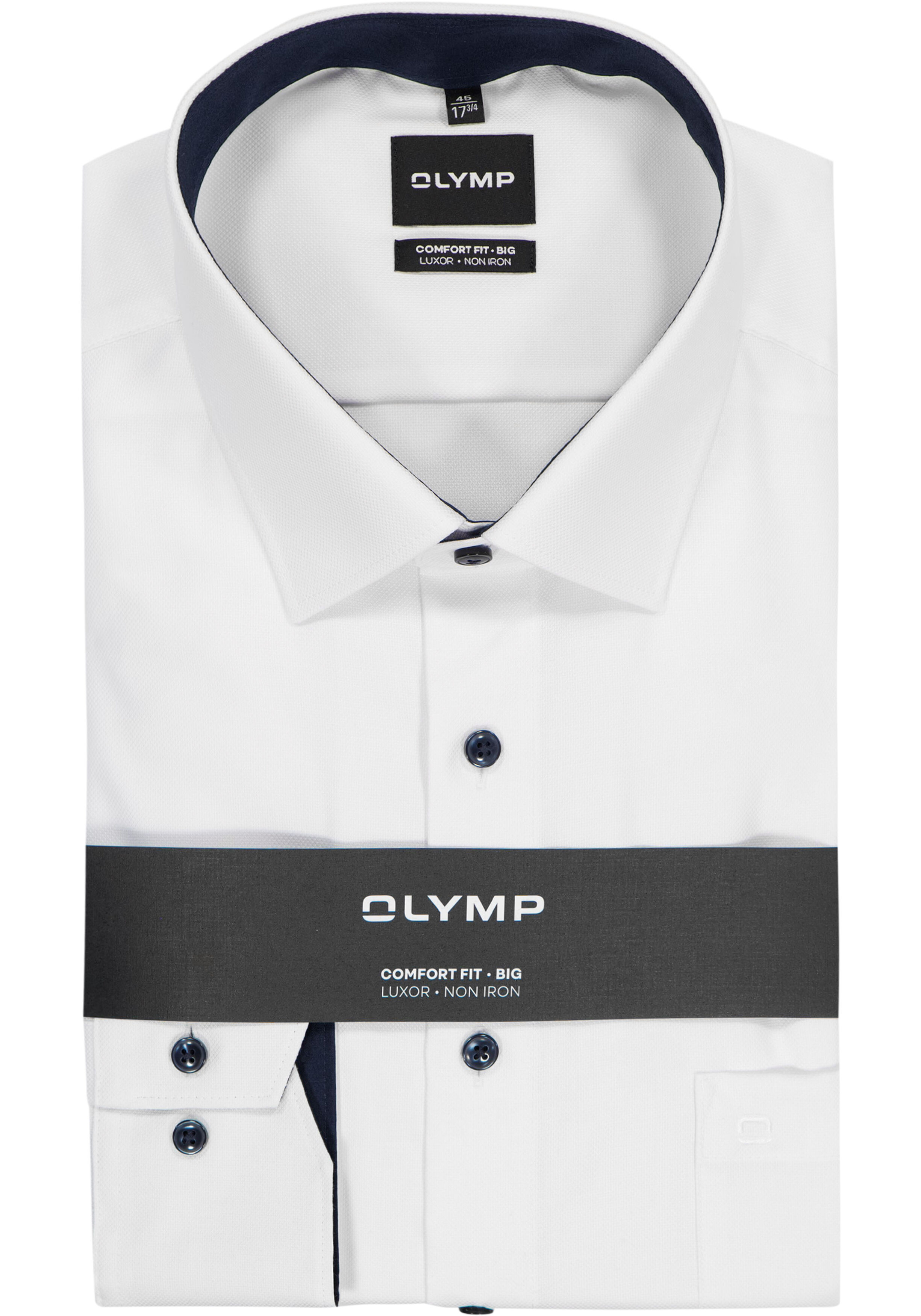 OLYMP Luxor comfort fit Big overhemd, natte, wit