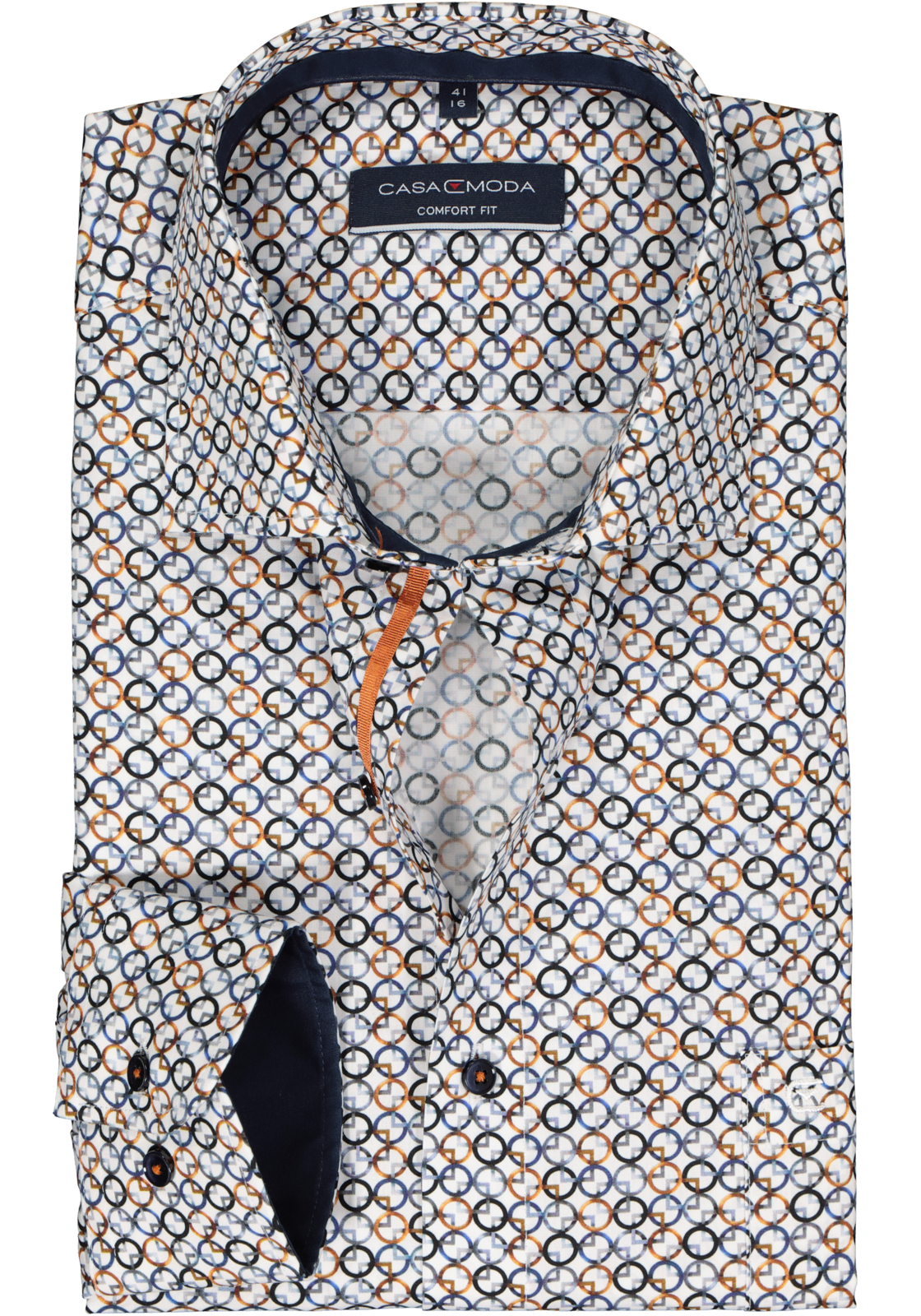 1-4064813729653_casa-moda-overhemd_HR CASA MODA comfort fit overhemd, popeline, blauw dessin