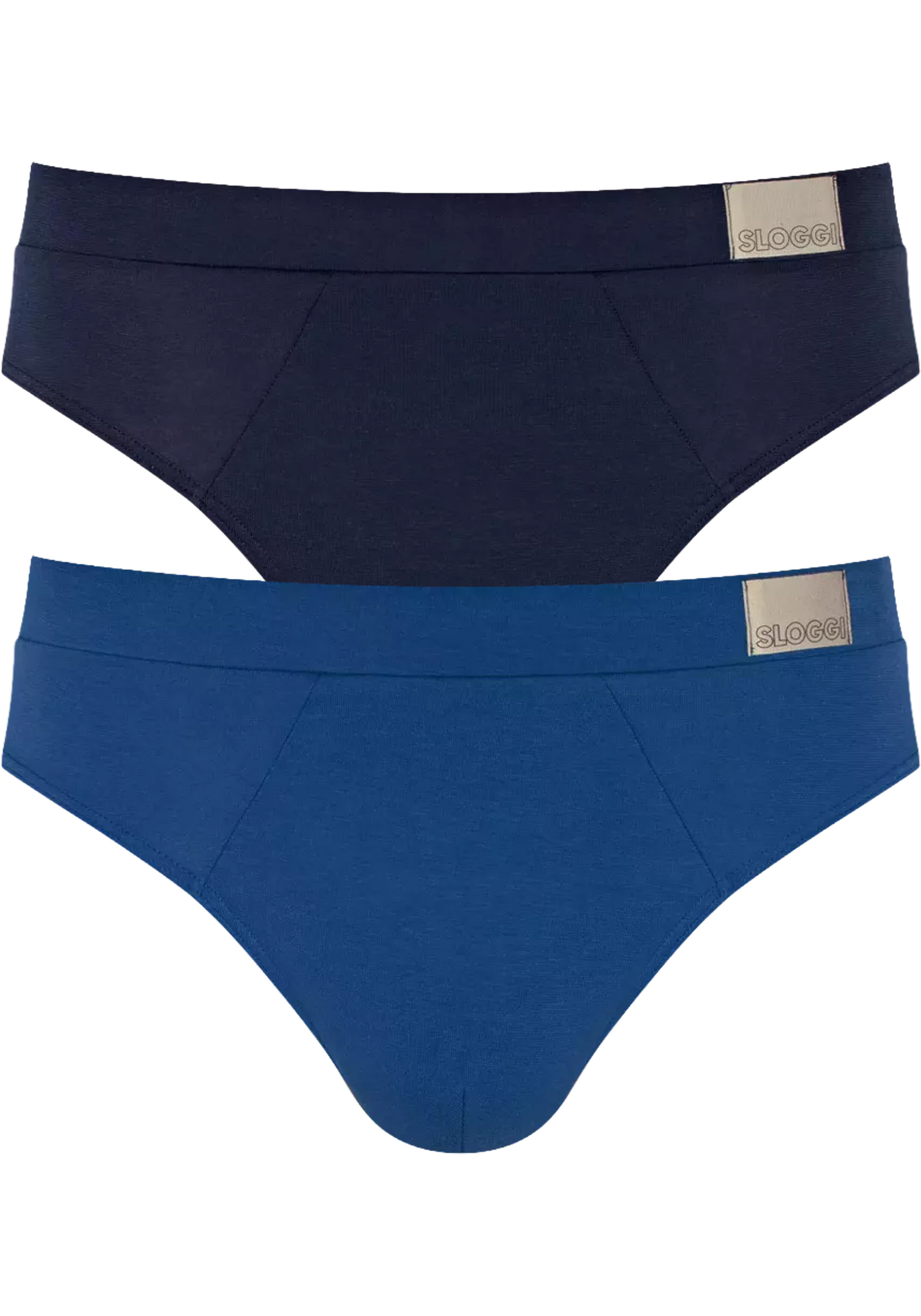 Sloggi Men GO Natural Brief, heren slip met smalle zijkanten (2-pack), kobalt- en donkerblauw