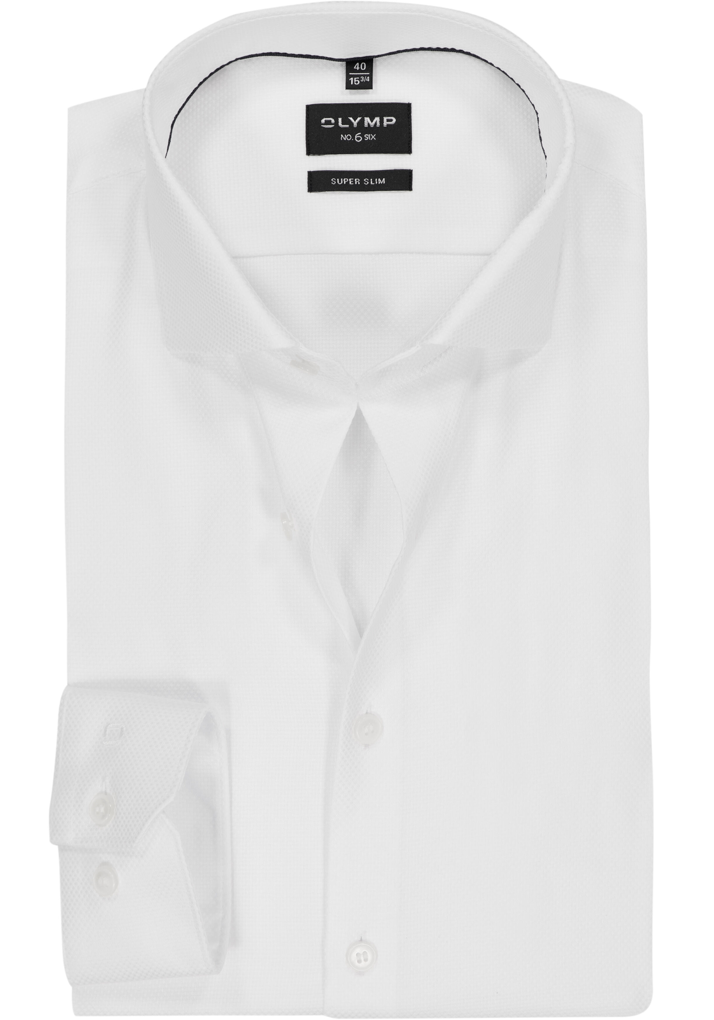 OLYMP No. 6 Six super slim fit overhemd, structuur, wit