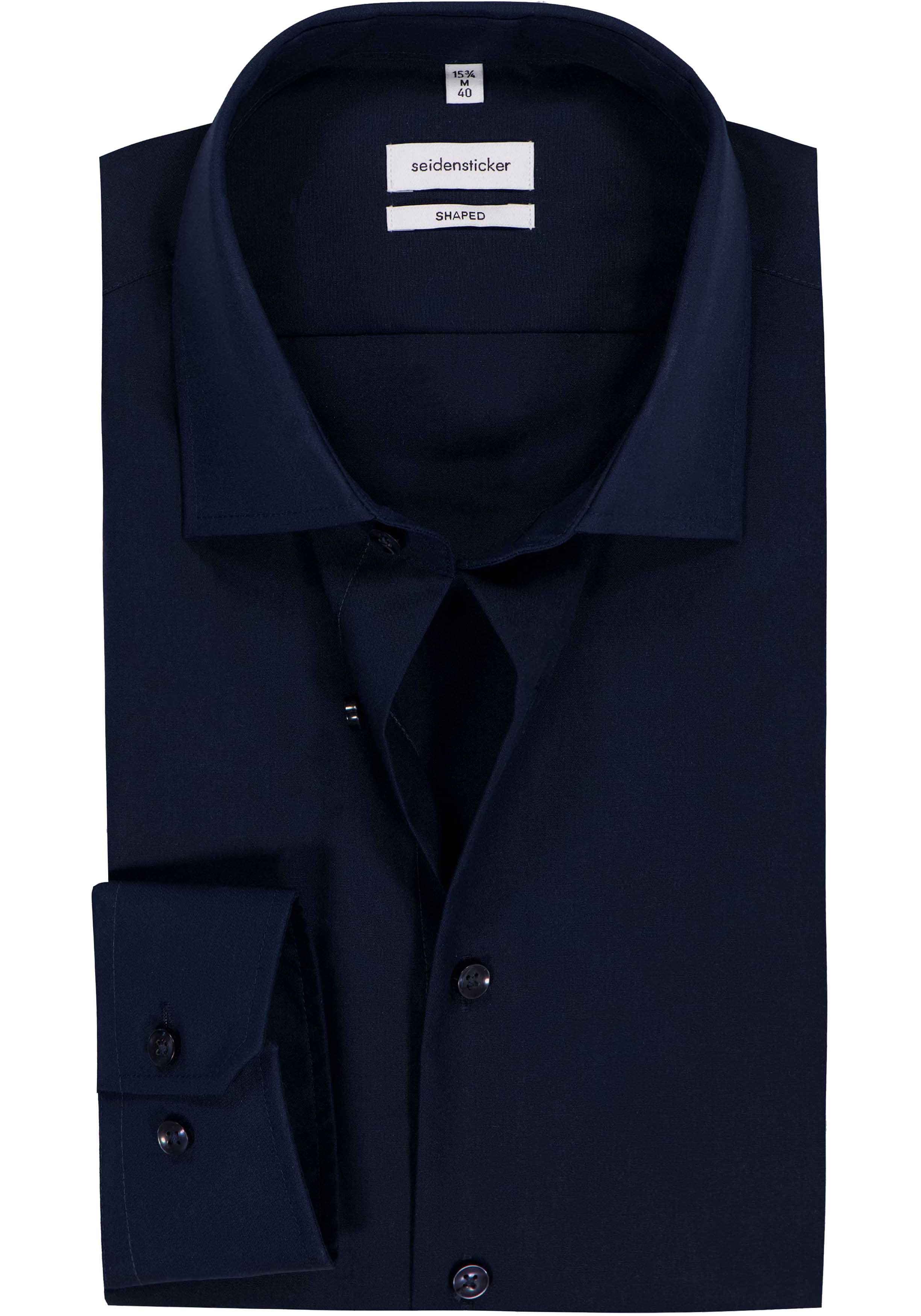 Seidensticker shaped fit overhemd, donkerblauw 