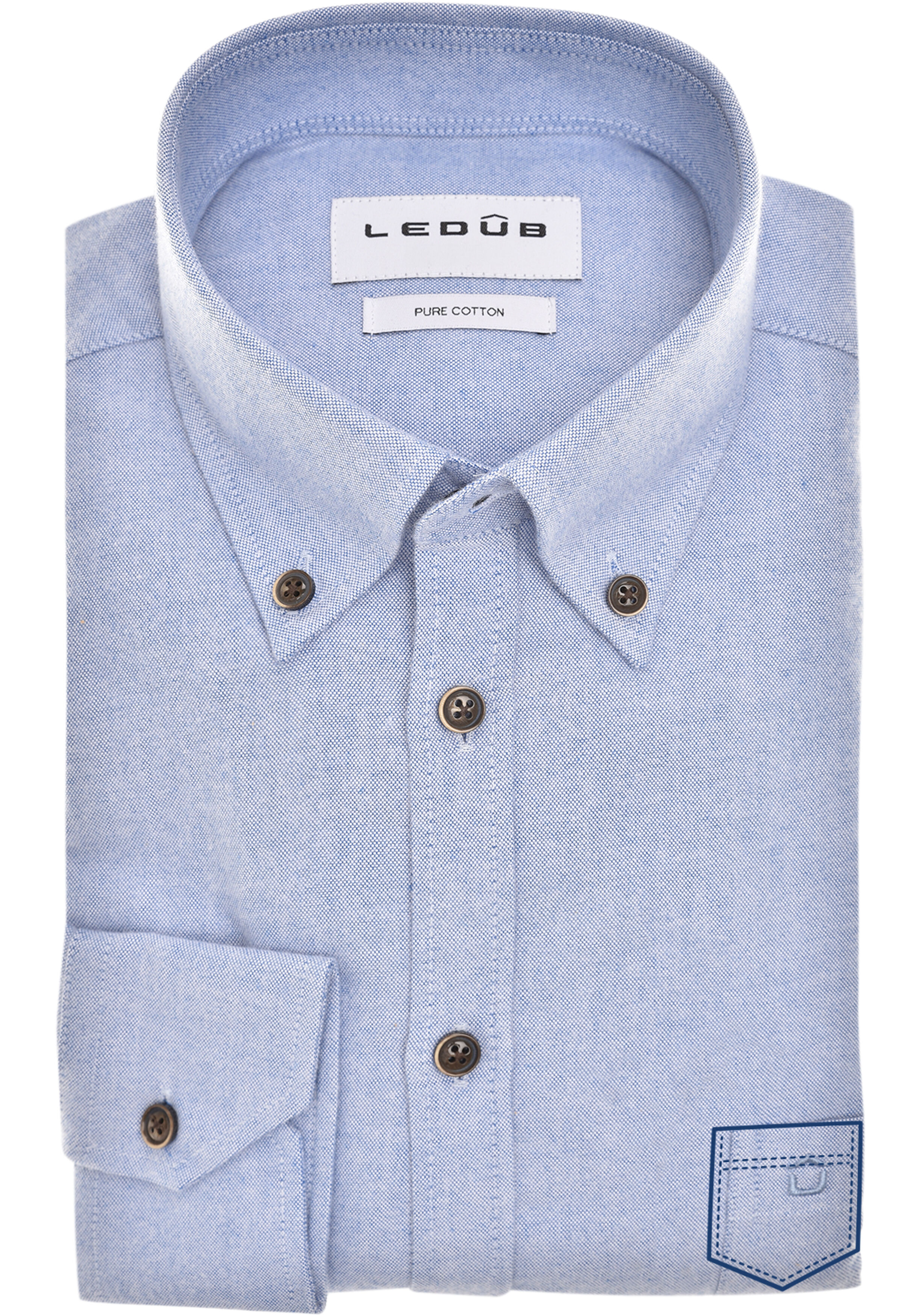 Ledub modern fit overhemd, Oxford, donkerblauw