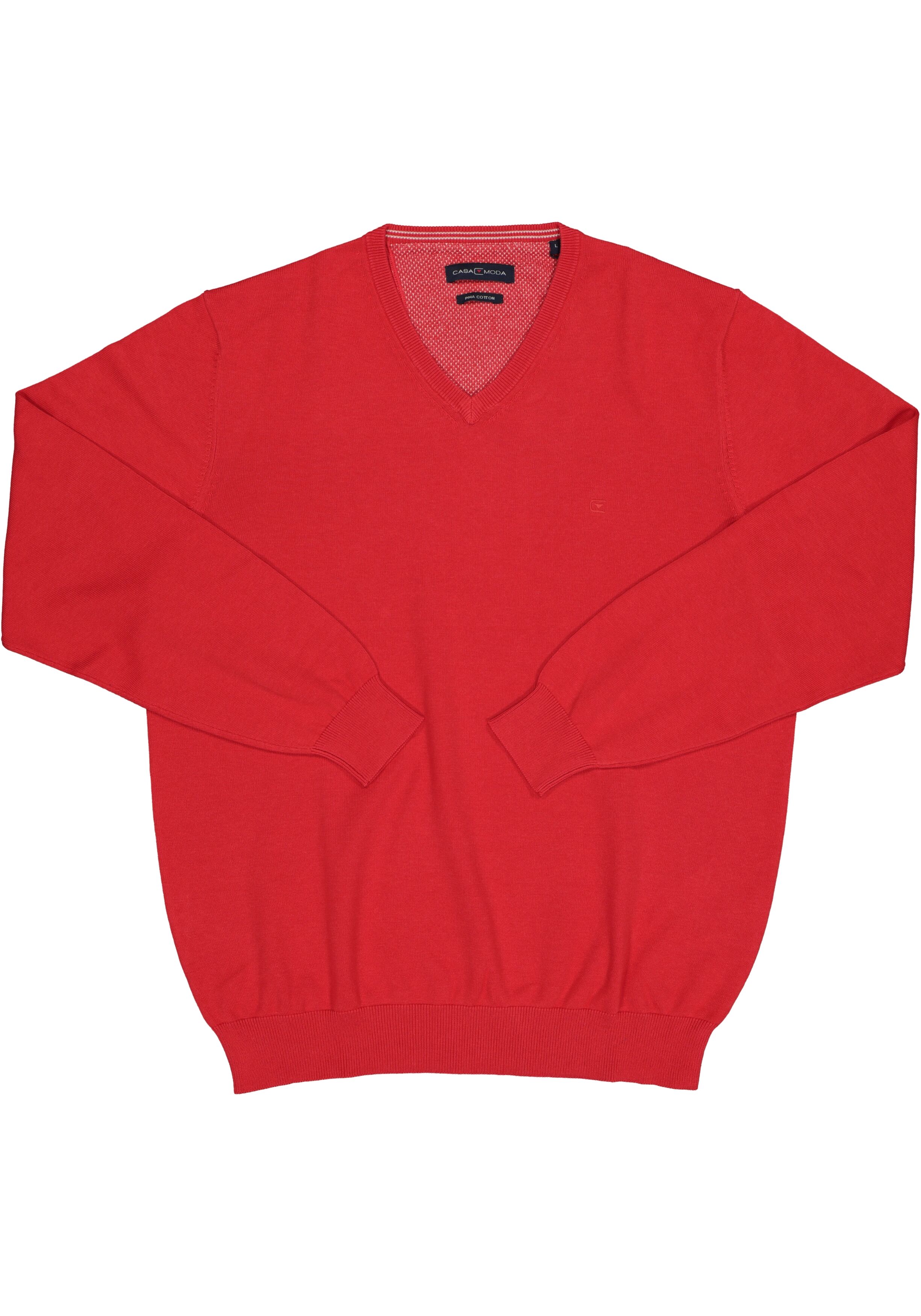 Casa Moda heren trui katoen V-hals, rood